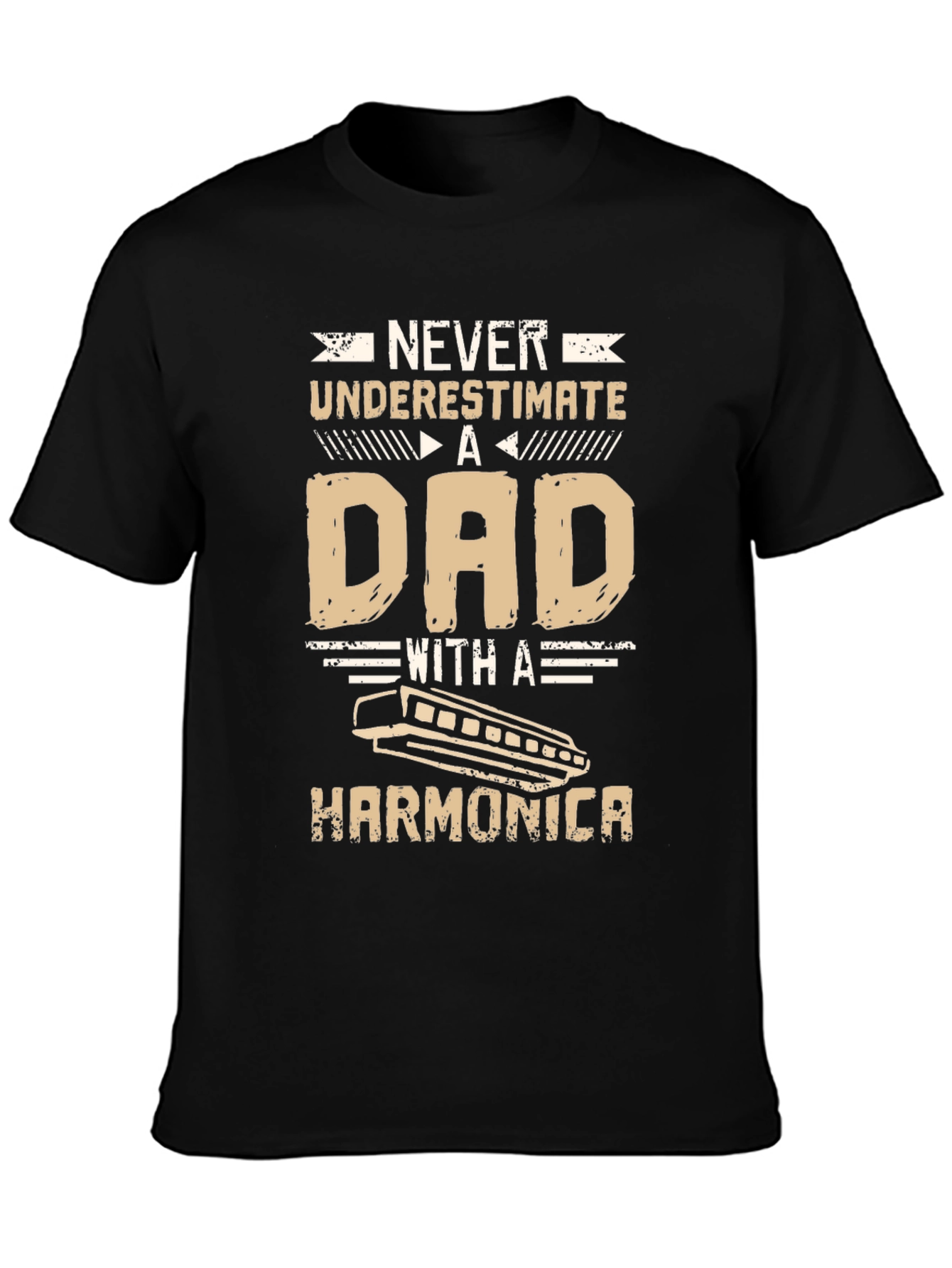 Dad Harmonica T-Shirt - Never Underestimate!