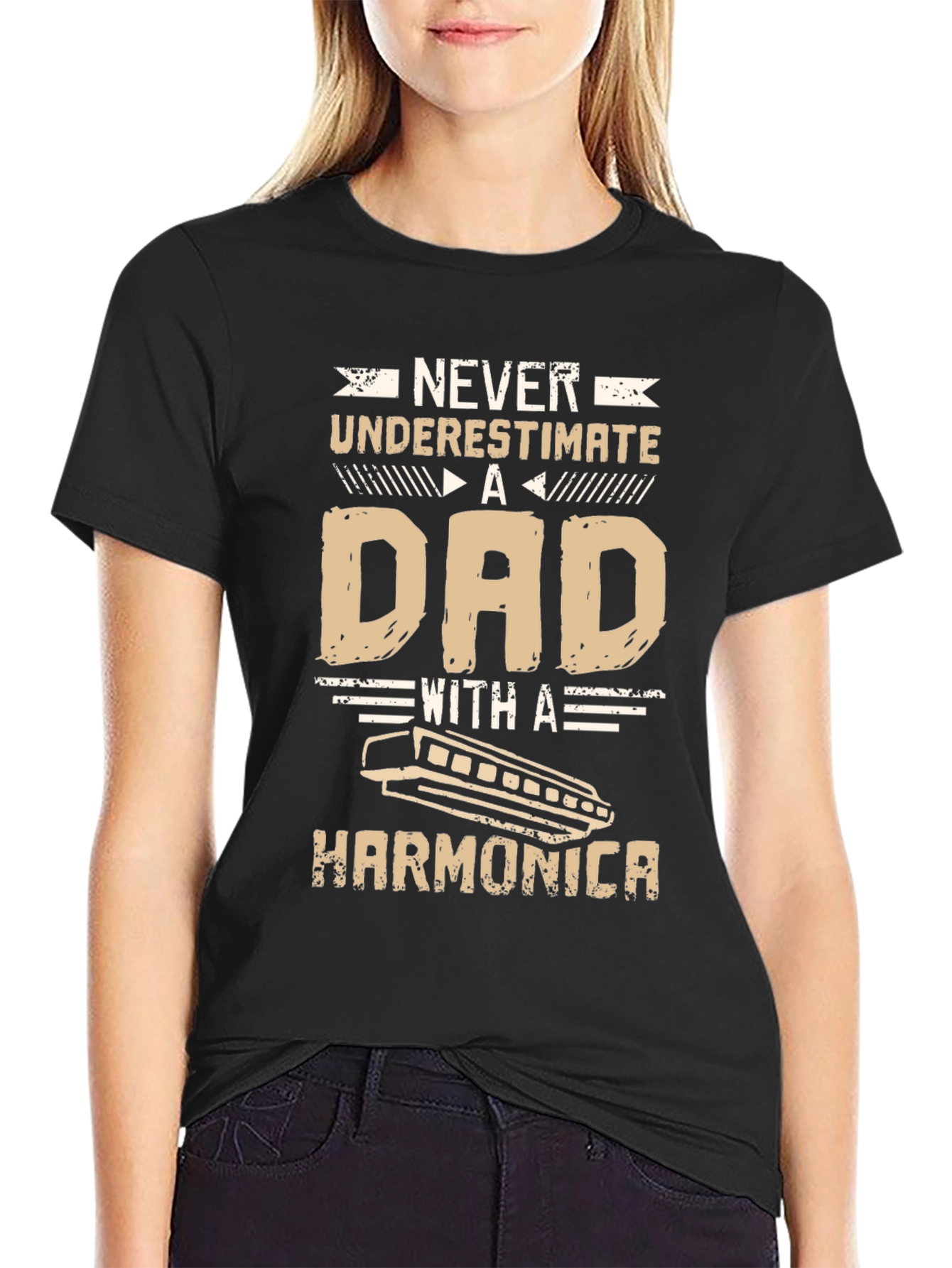 Dad Harmonica T-Shirt - Never Underestimate!