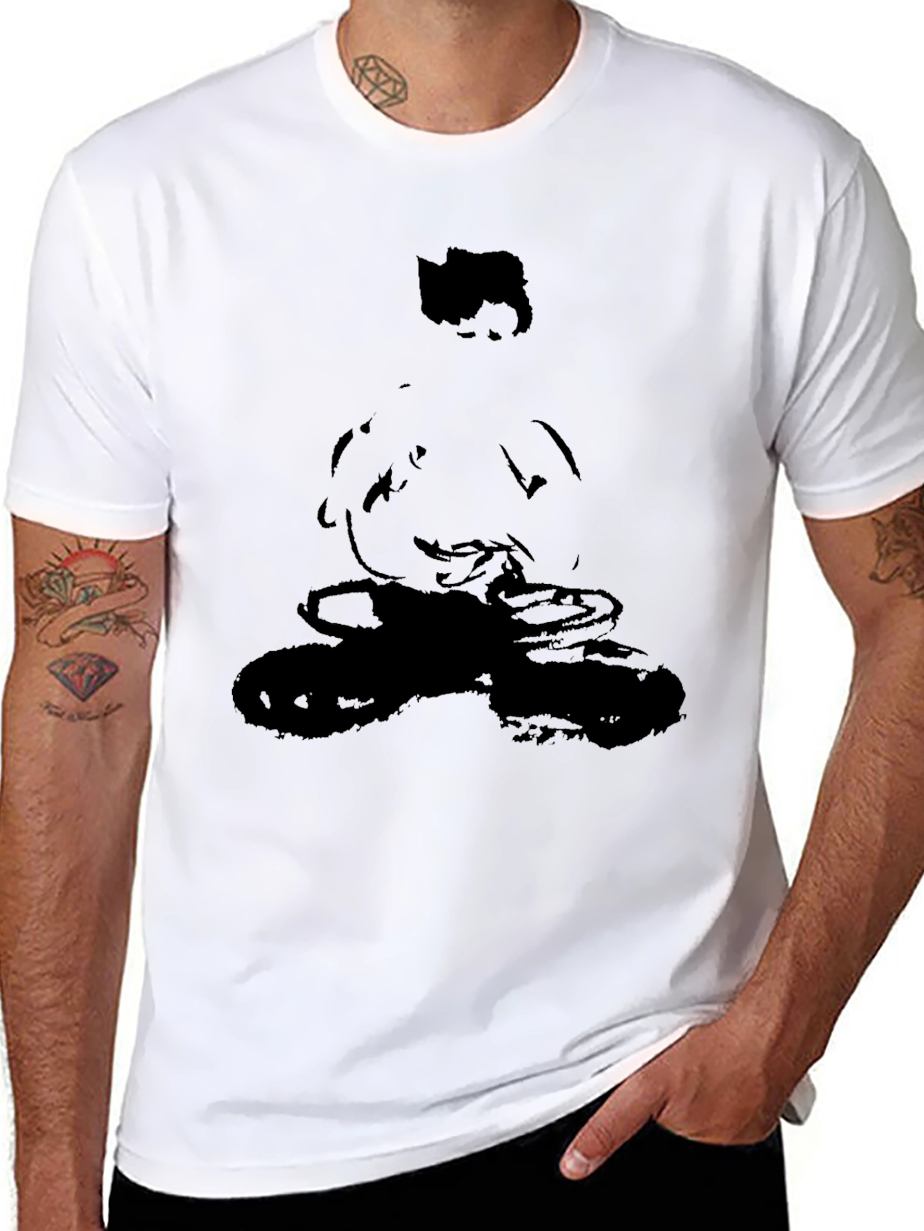 Abstract Figure Graphic Black T-Shirt