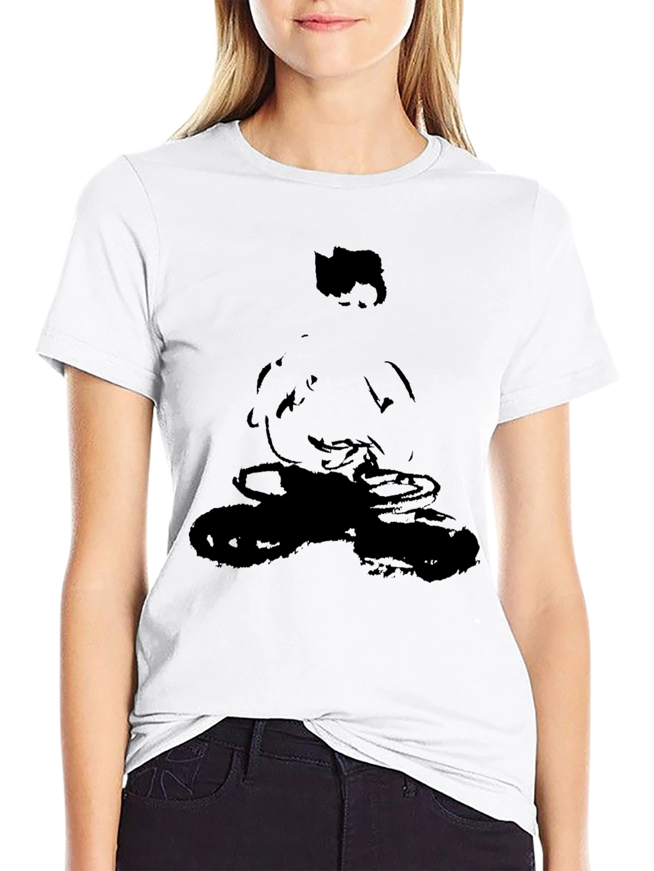 Abstract Figure Graphic Black T-Shirt