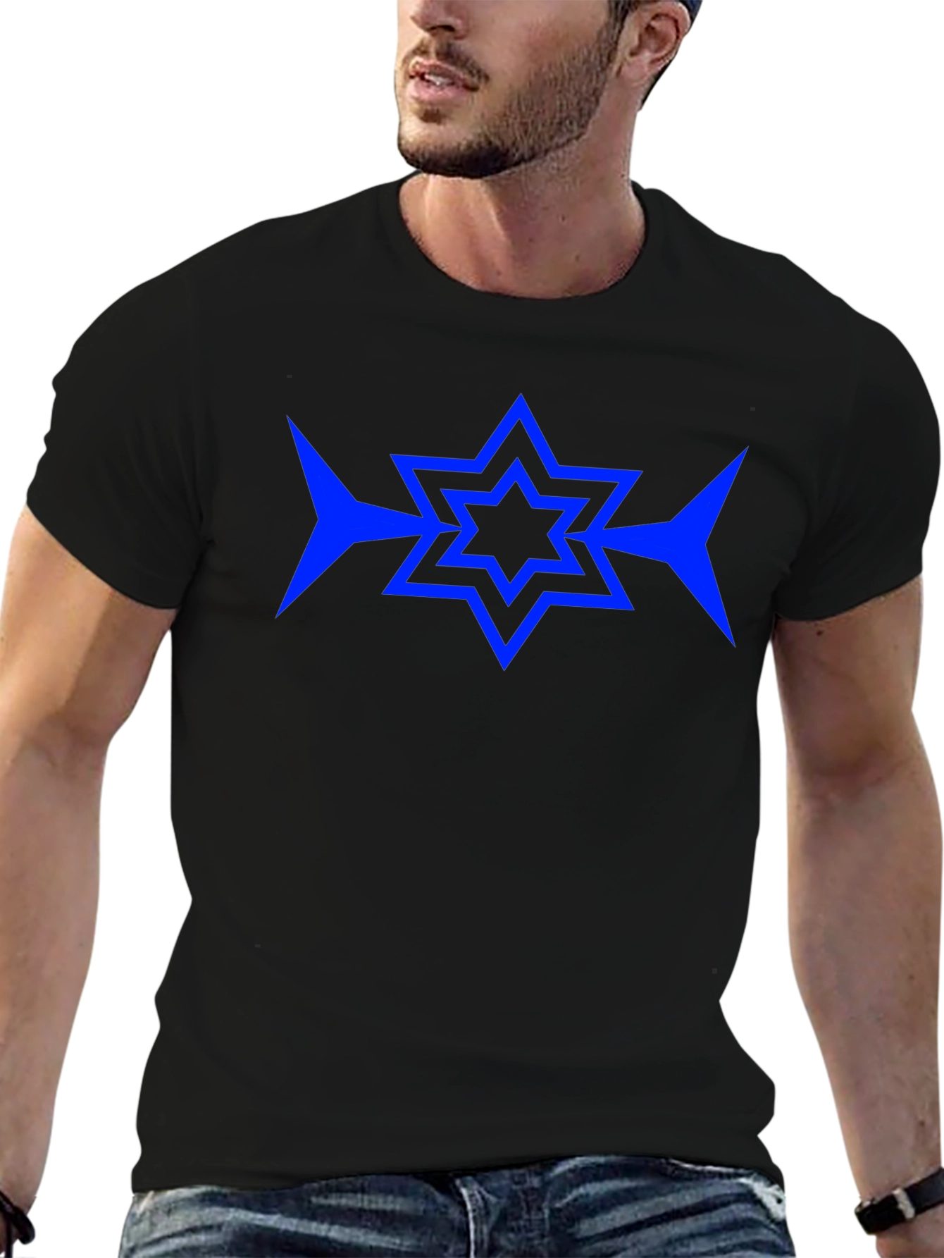 Star Design Black T-Shirt