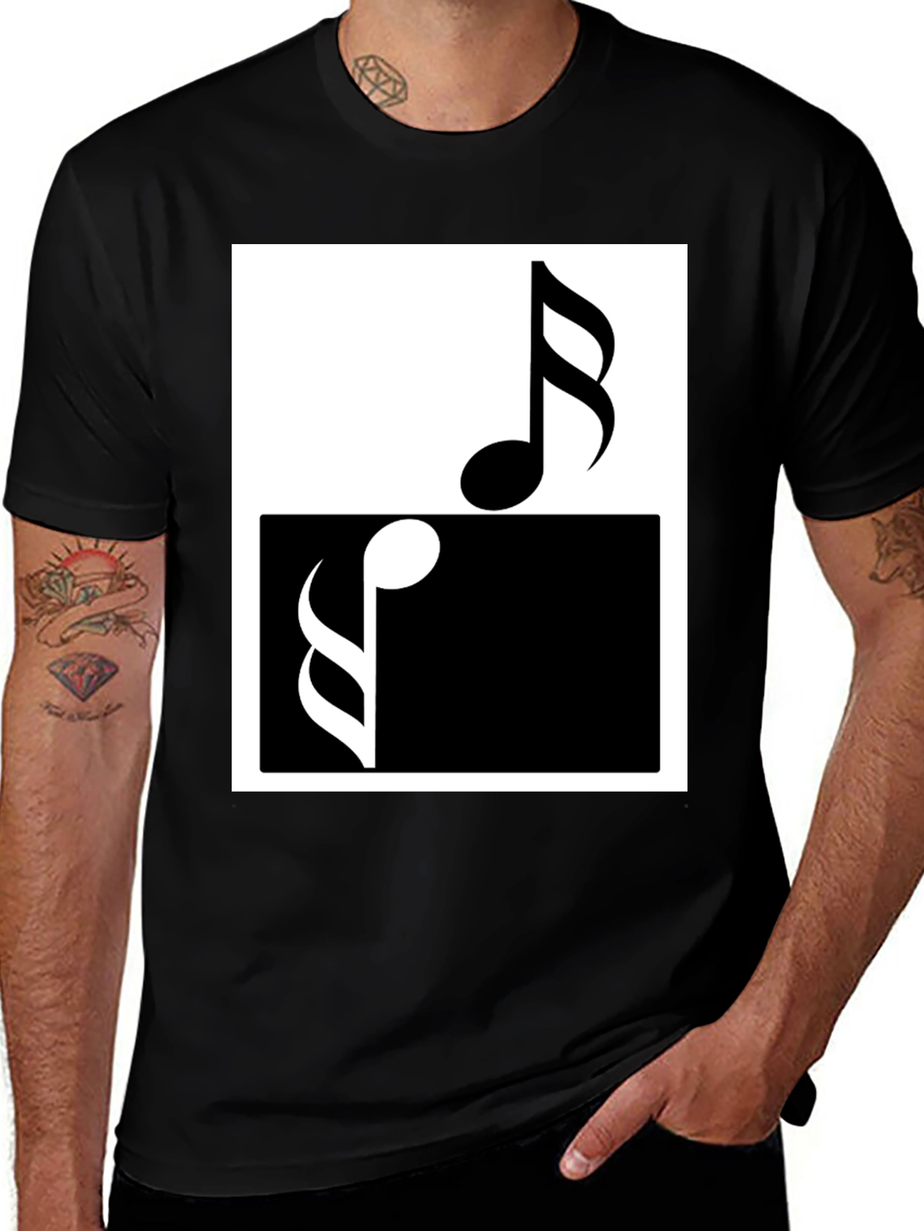 Music Notes Yin Yang T-Shirt