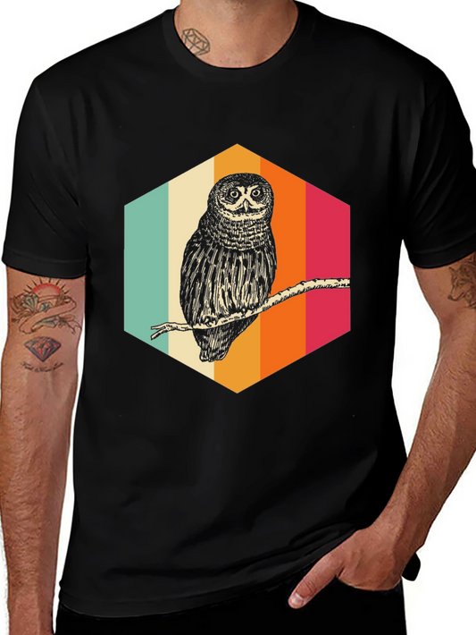 Retro Owl Graphic Tee - Cool Bird Lover Shirt