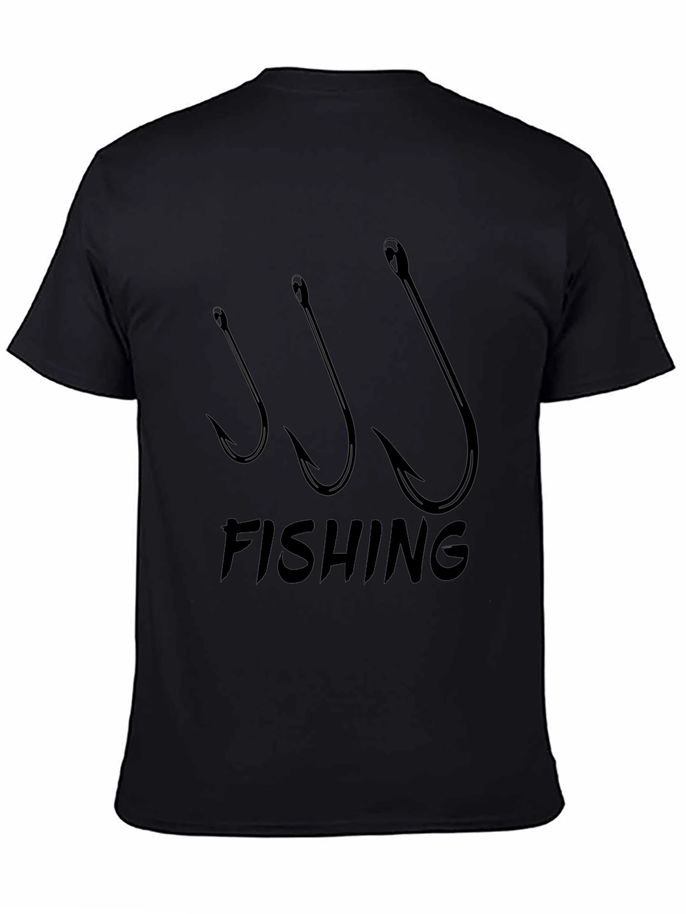Fishing Hooks Black T-Shirt - Angler Design