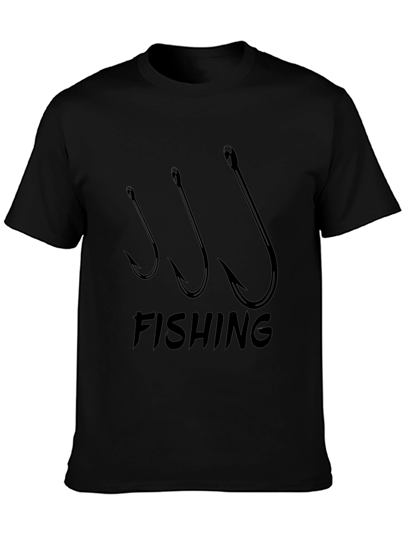 Fishing Hooks Black T-Shirt - Angler Design