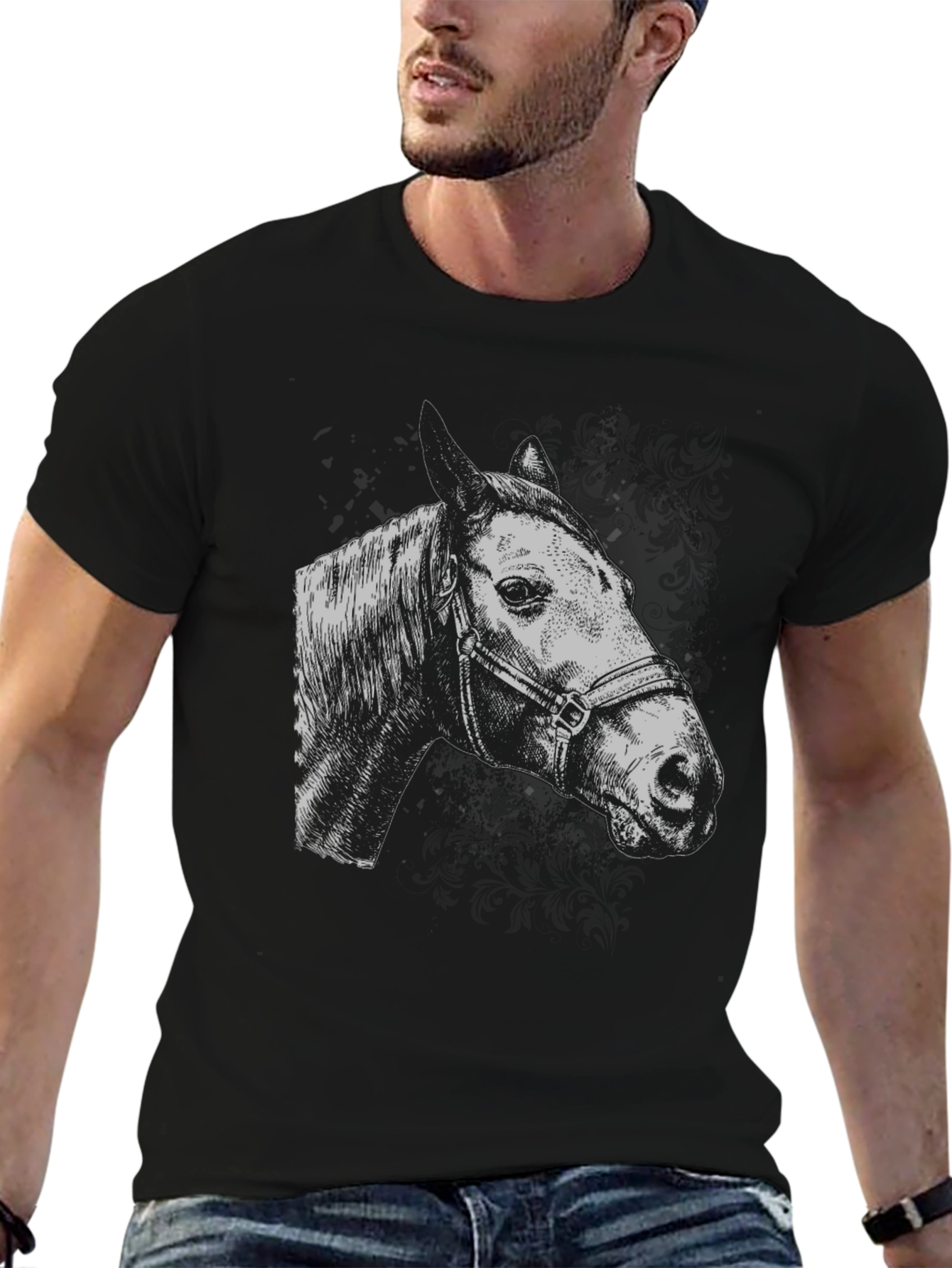 Horse Head Graphic Print Mens T-Shirt
