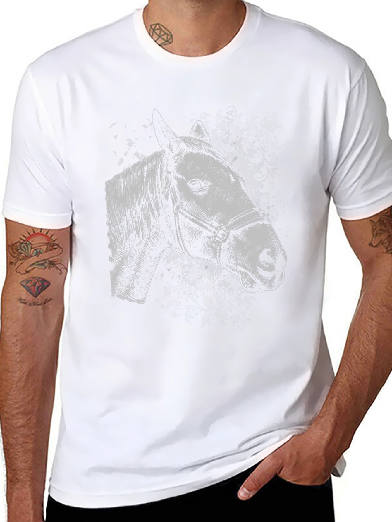 Horse Head Graphic Print Mens T-Shirt