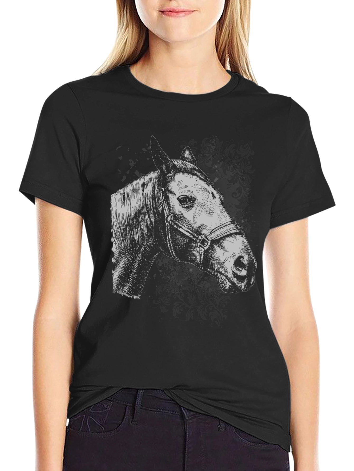 Horse Head Graphic Print Mens T-Shirt