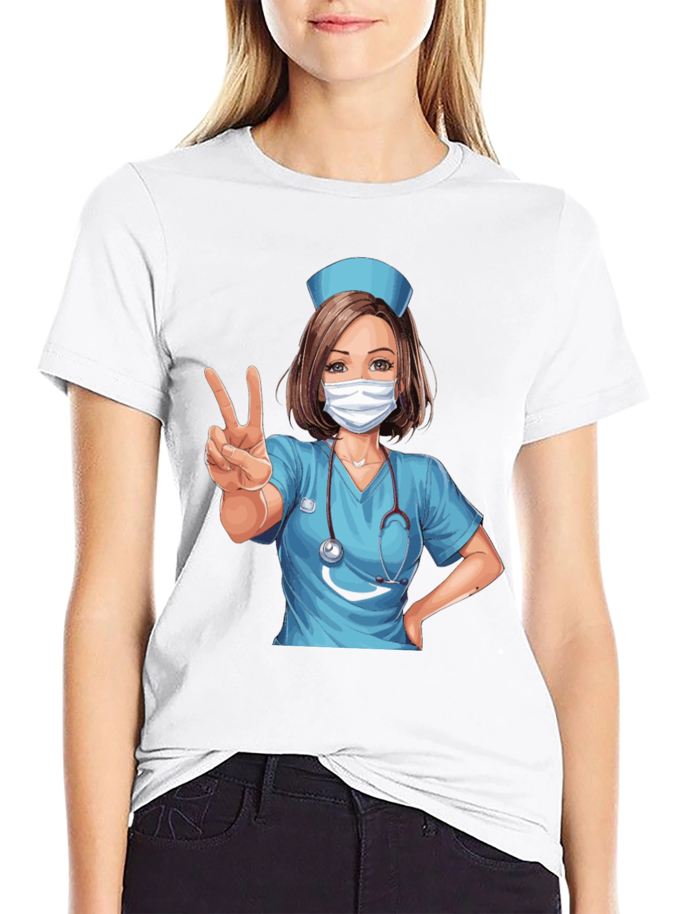 Nurse Cartoon Graphic T-Shirt - Unisex Tee