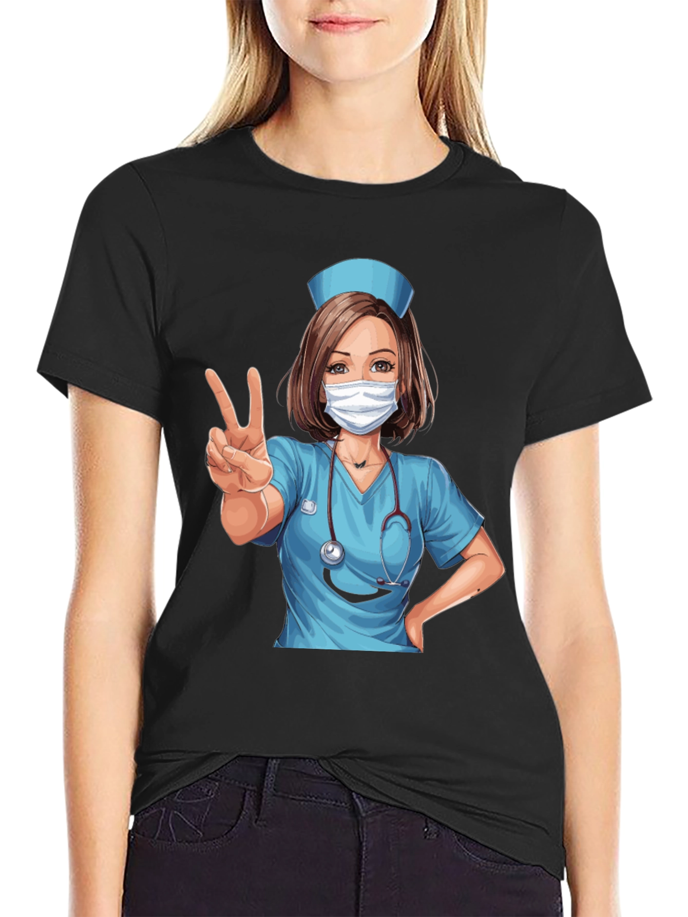 Nurse Cartoon Graphic T-Shirt - Unisex Tee
