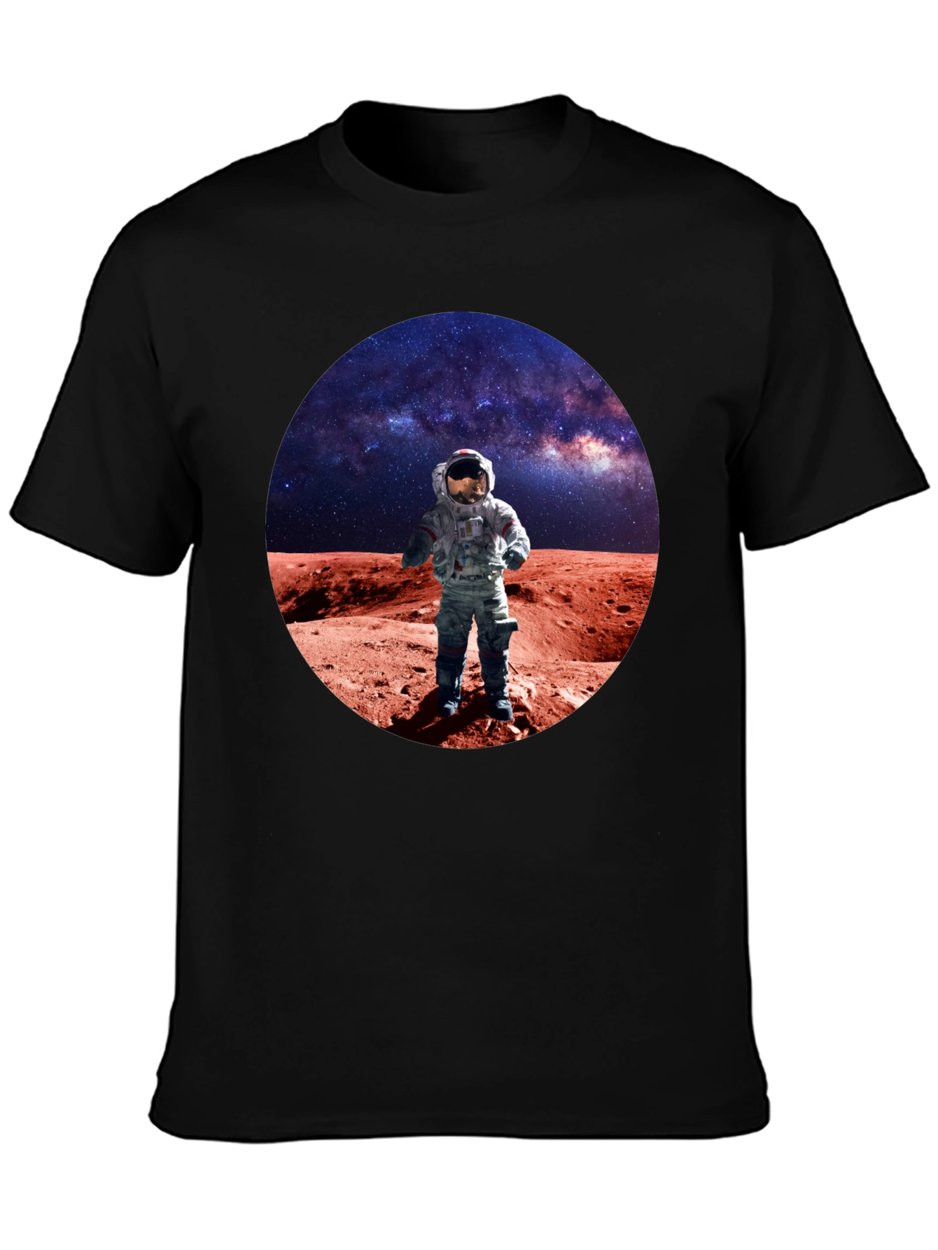 Astronaut on Mars Graphic Tee - Black Crew Neck