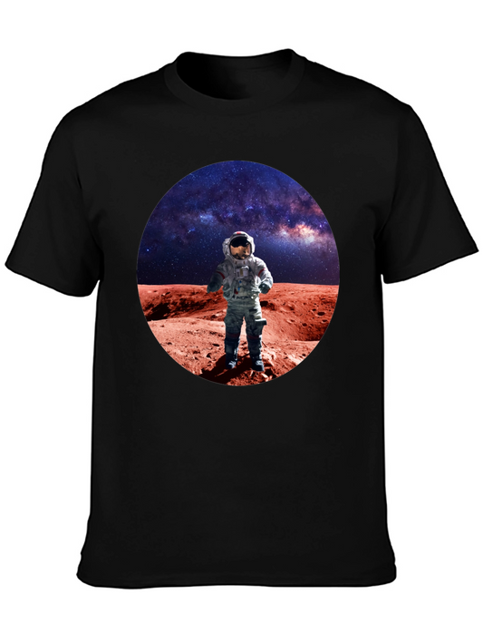 Astronaut on Mars Graphic Tee - Black Crew Neck