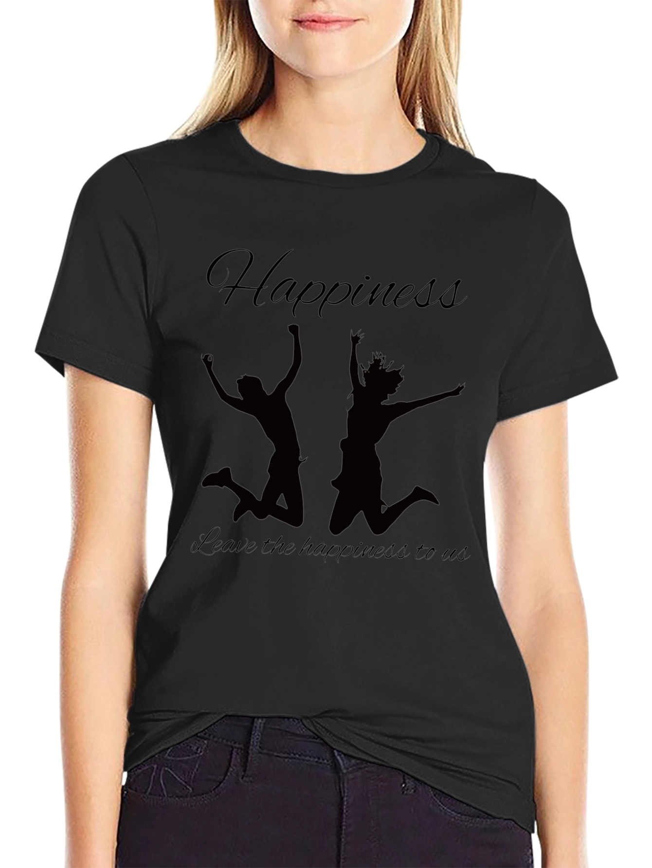 Happiness Graphic Tee - Black Casual Shirt