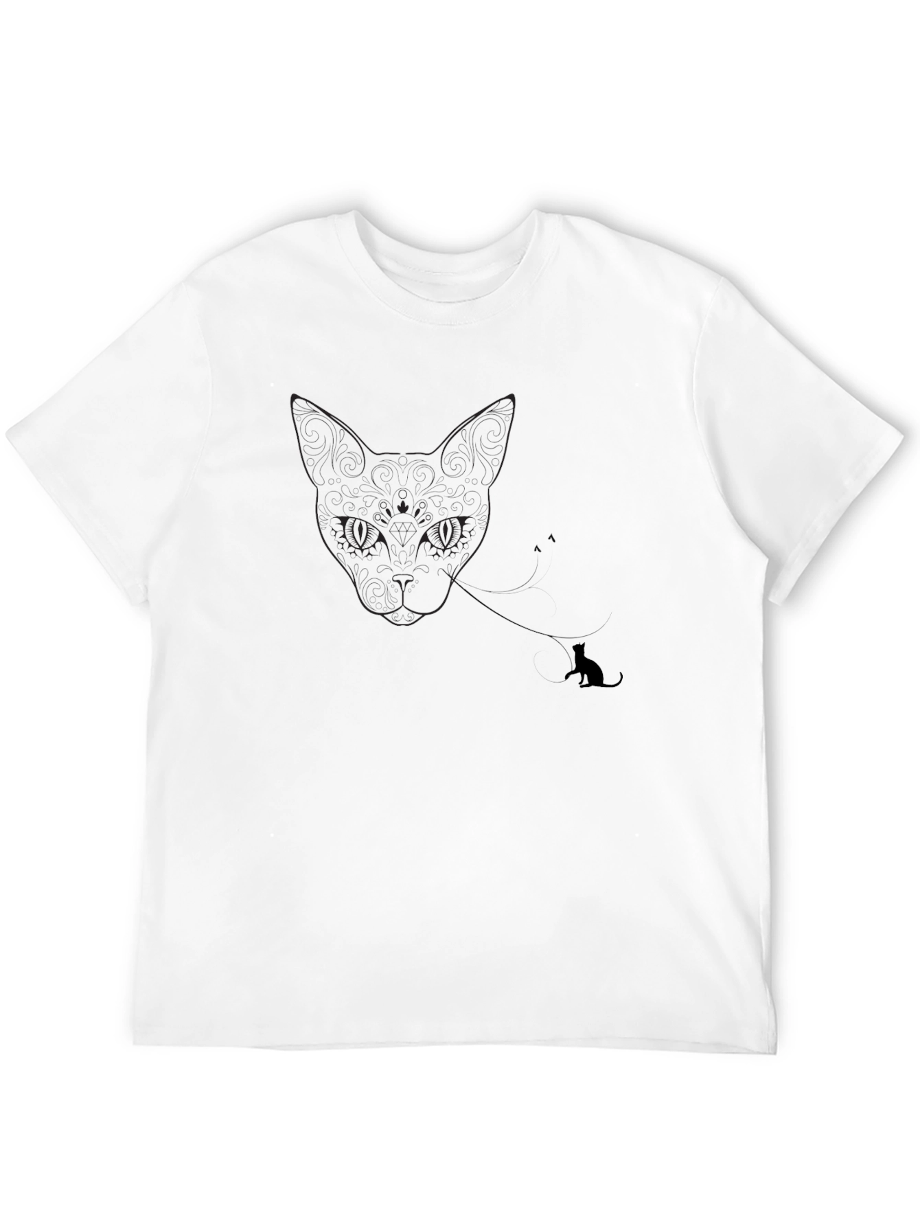 Black Cat Outline T-Shirt