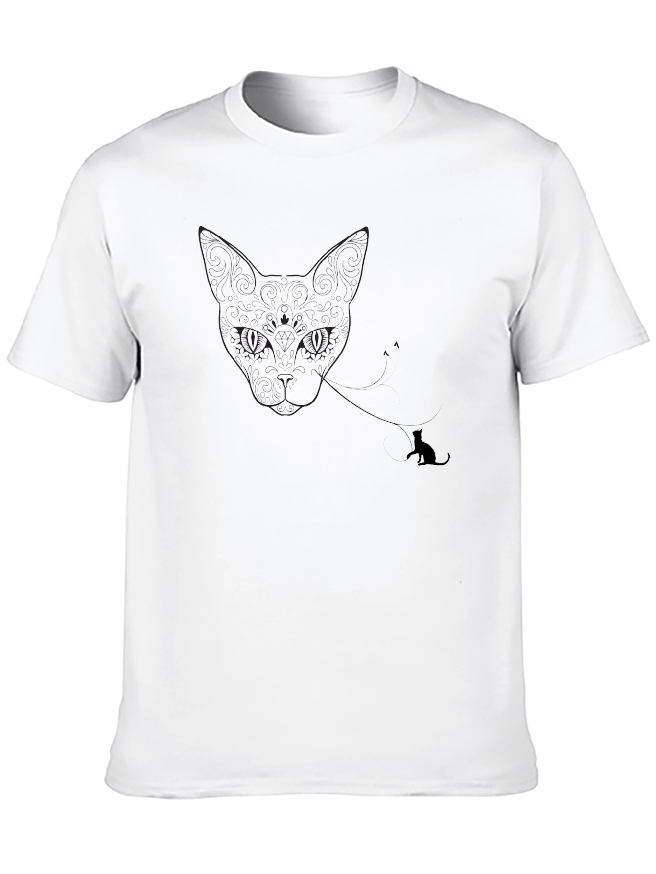 Black Cat Outline T-Shirt