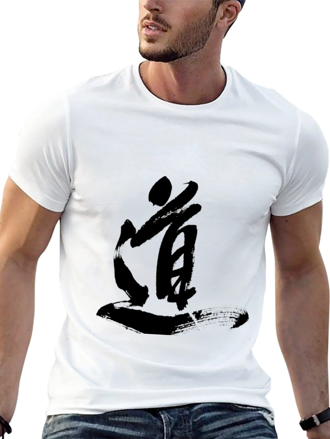 Mens Black T-shirt with Japanese Calligraphy