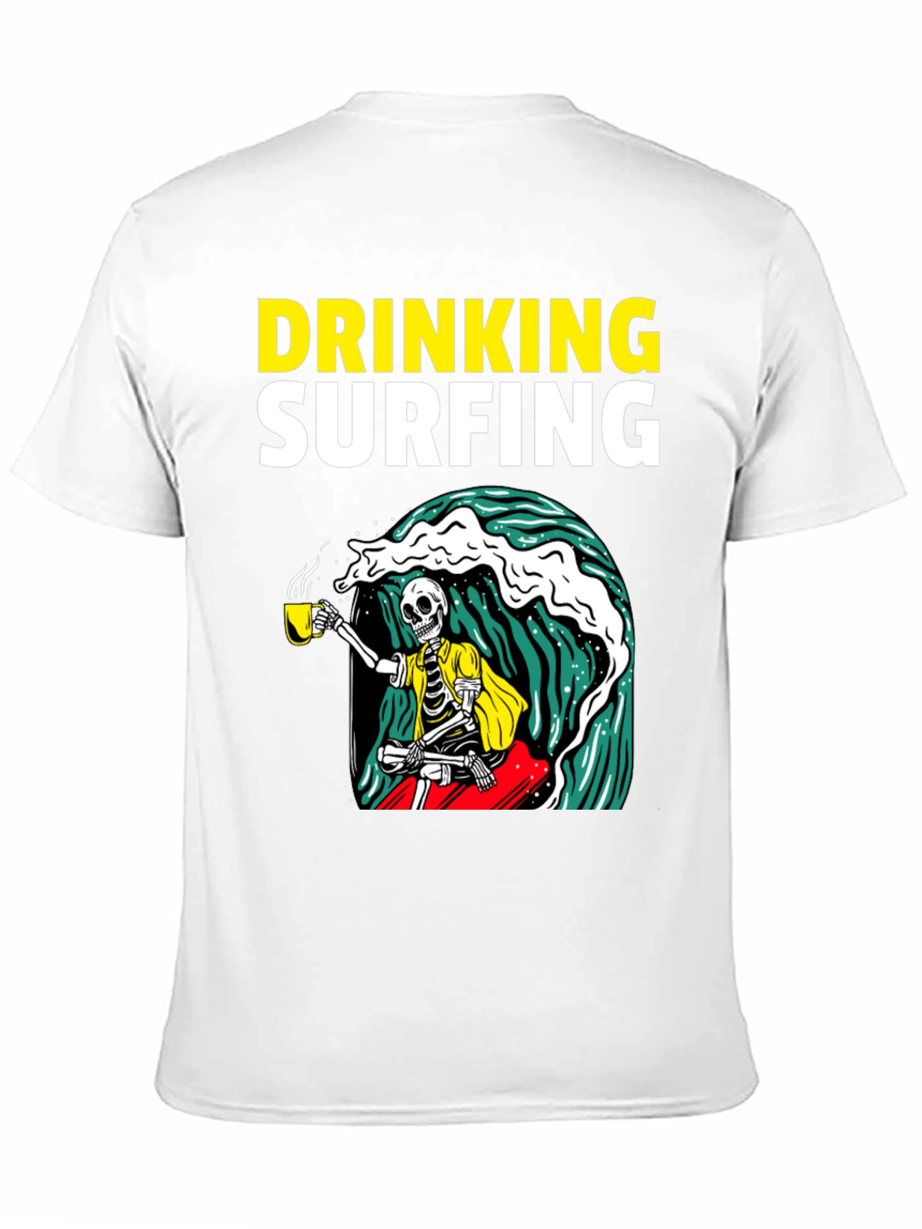 Drinking Surfing Skeleton Graphic Tee