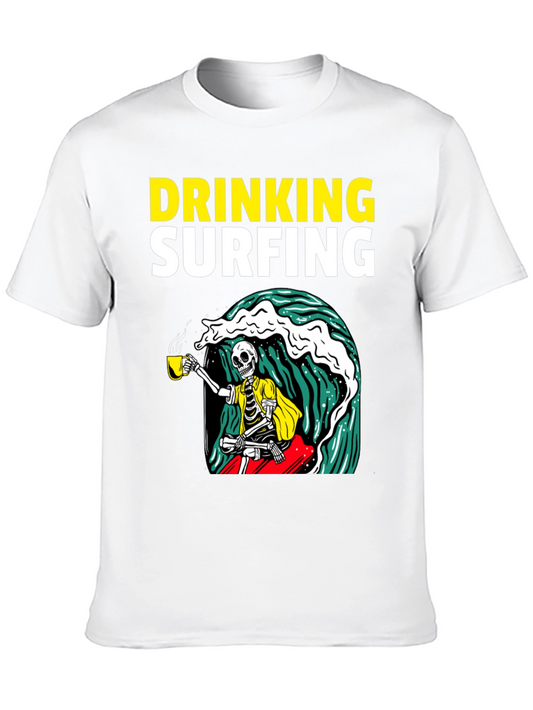 Drinking Surfing Skeleton Graphic Tee