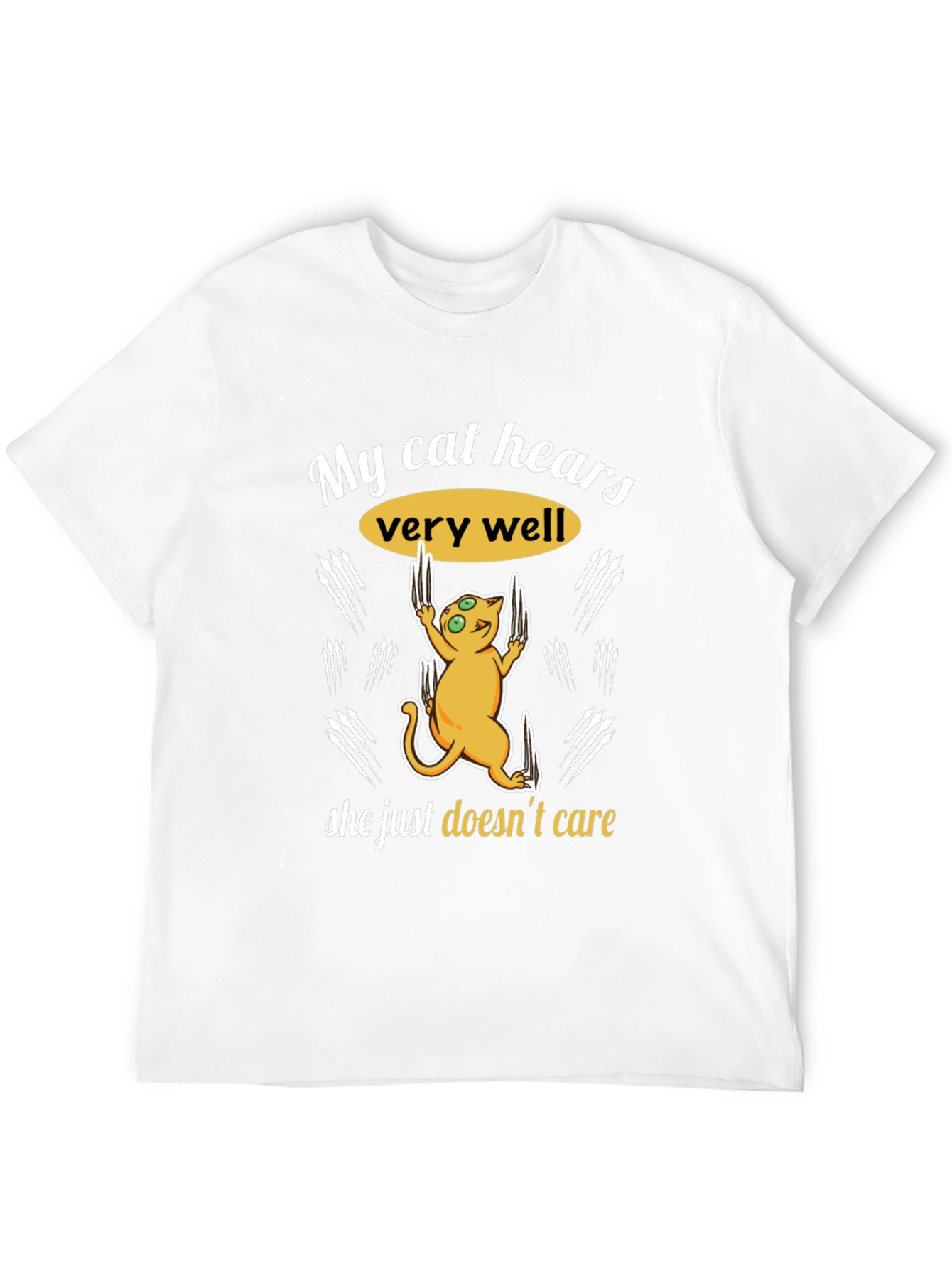 Funny Cat Hear T-Shirt - She Doesnt Care