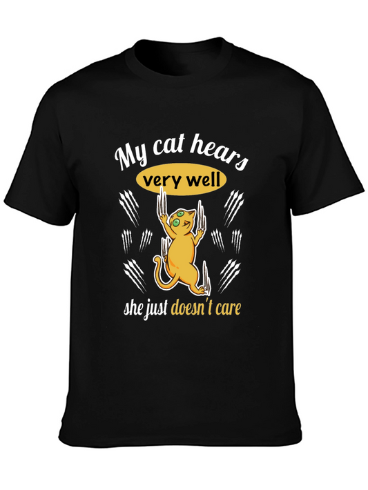 Funny Cat Hear T-Shirt - She Doesnt Care