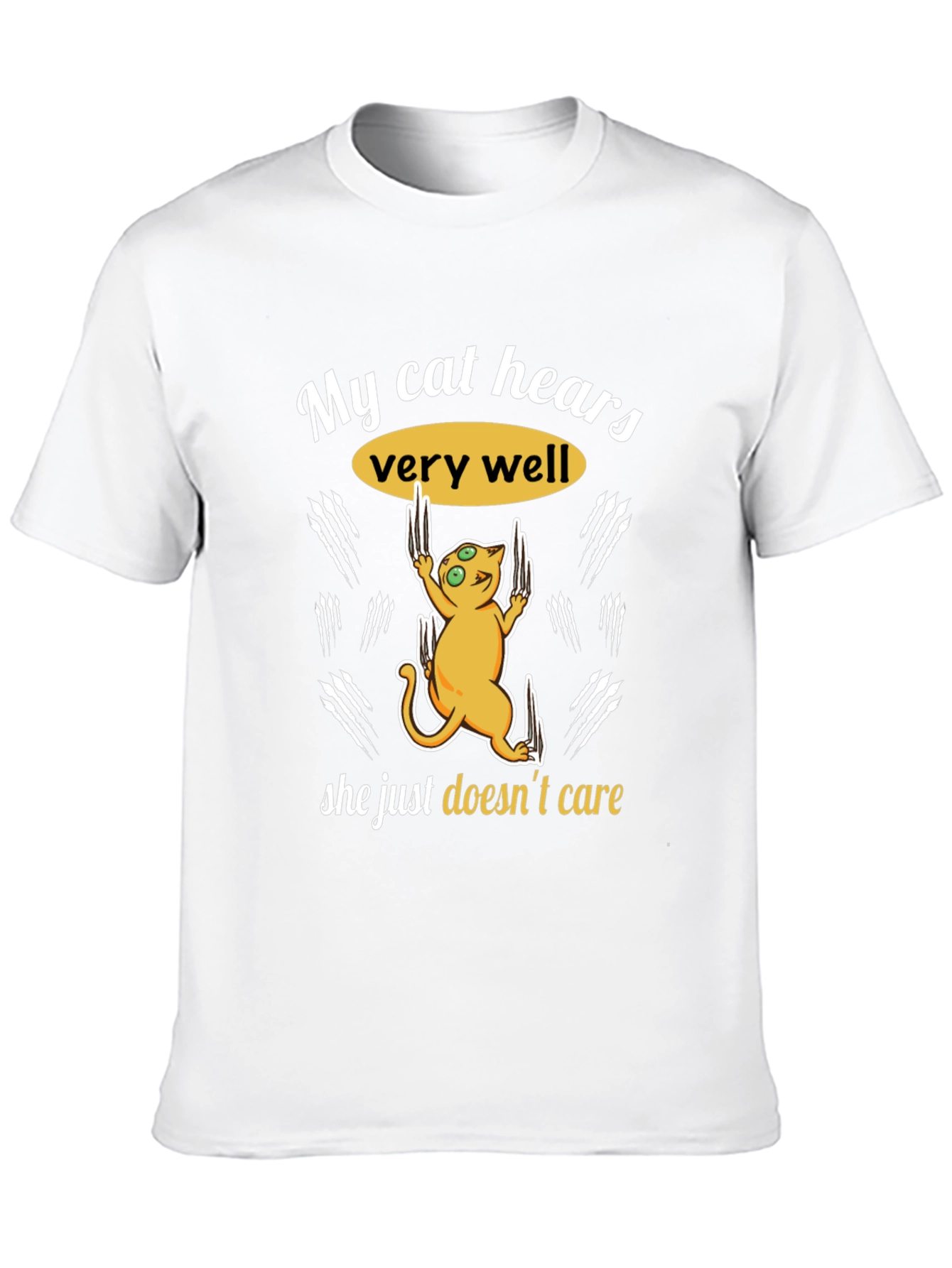 Funny Cat Hear T-Shirt - She Doesnt Care