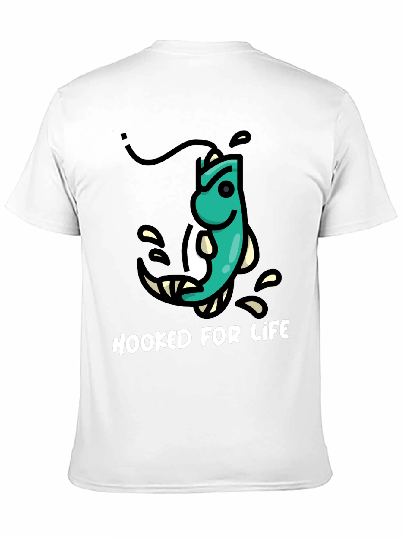 Hooked For Life Fishing T-Shirt - Black
