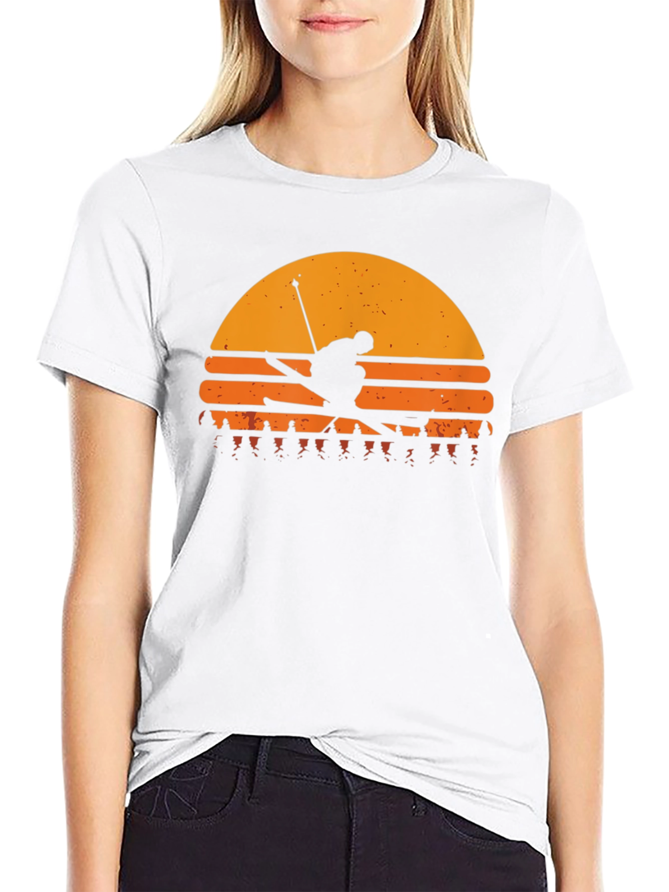 Retro Ski Sunset T-Shirt - Black Graphic Tee