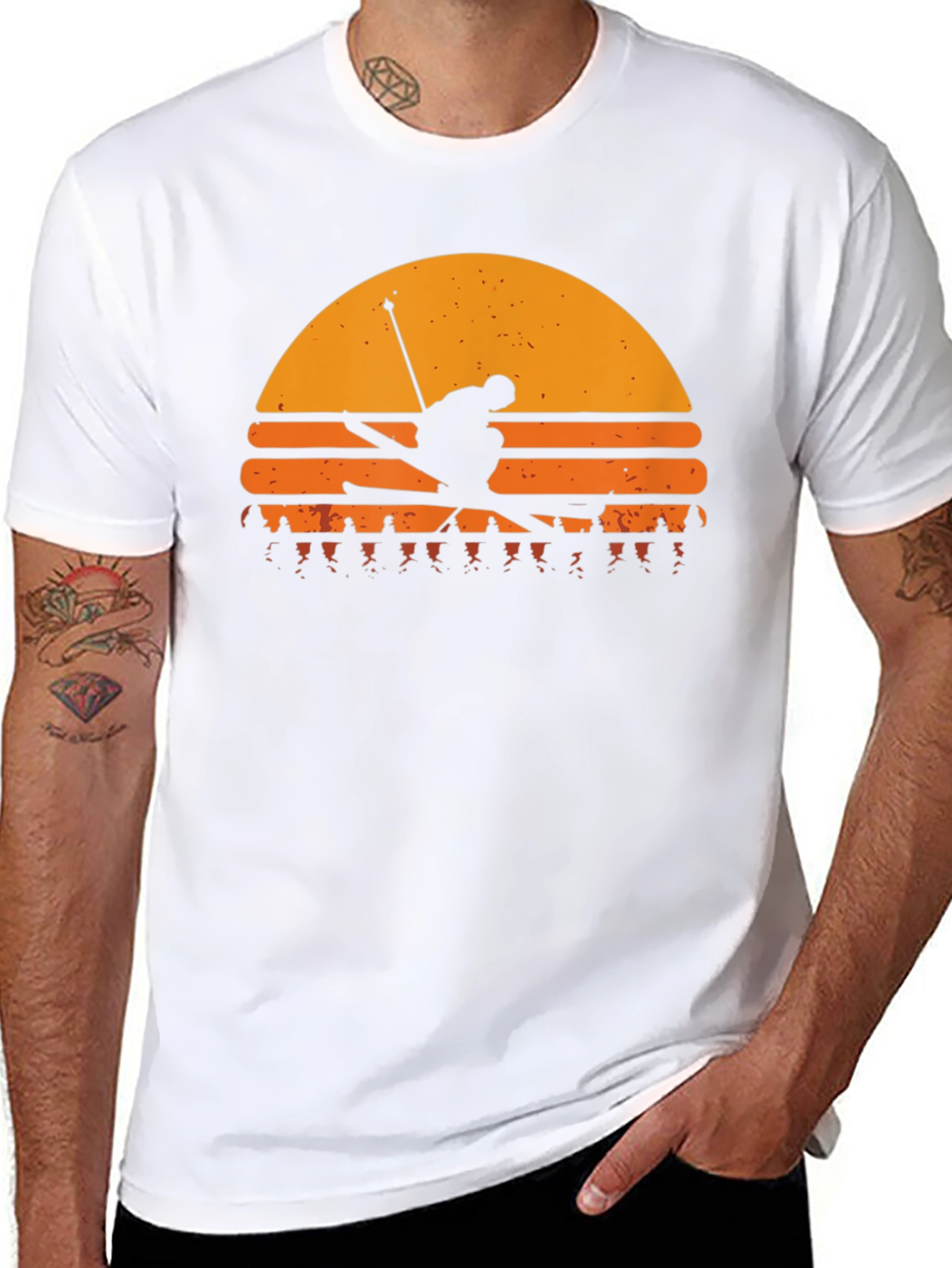 Retro Ski Sunset T-Shirt - Black Graphic Tee
