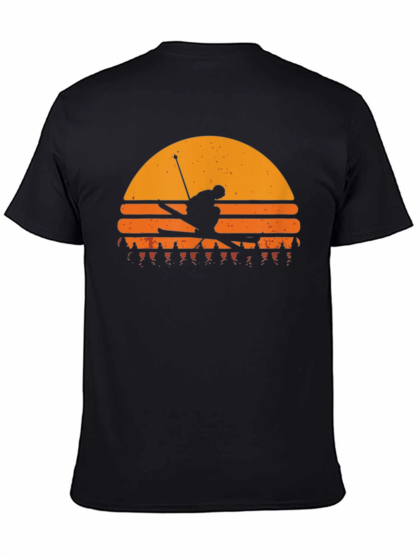 Retro Ski Sunset T-Shirt - Black Graphic Tee