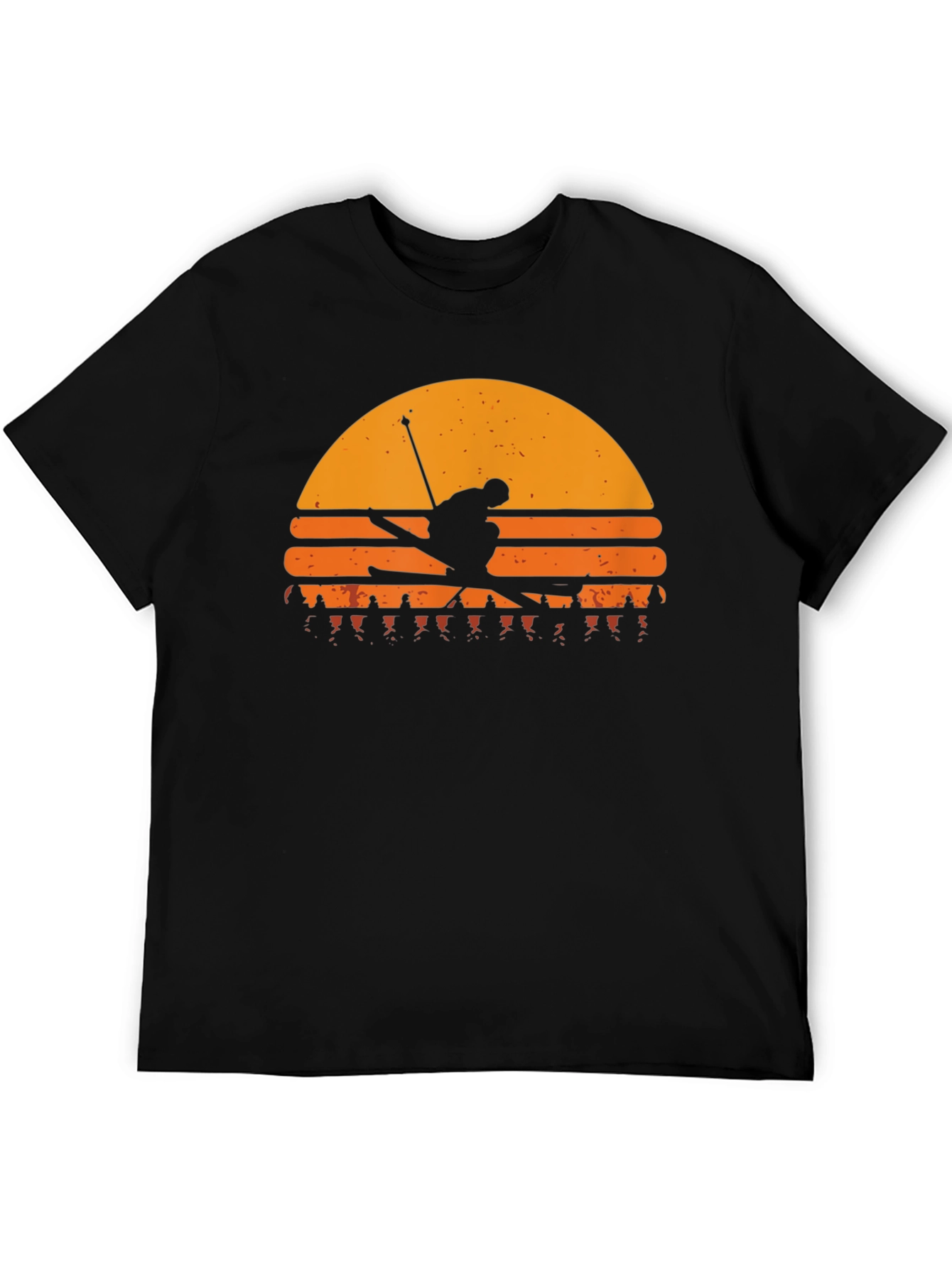 Retro Ski Sunset T-Shirt - Black Graphic Tee
