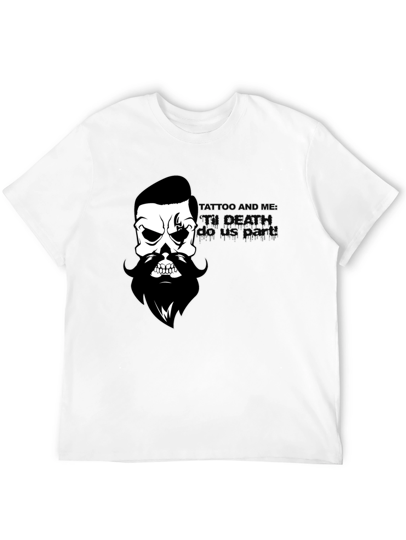 Mens Black T-Shirt with Skull & Beard Graphic