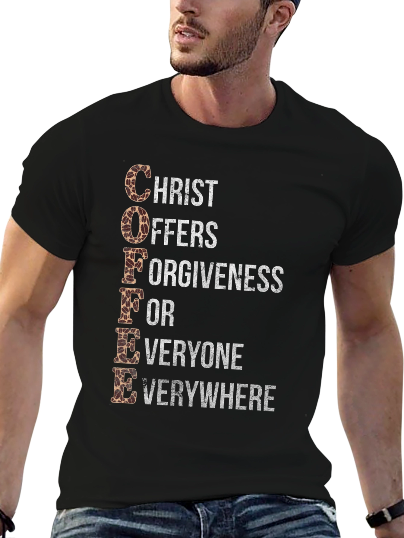 Coffee Christ Offers Forgiveness Graphic Tee