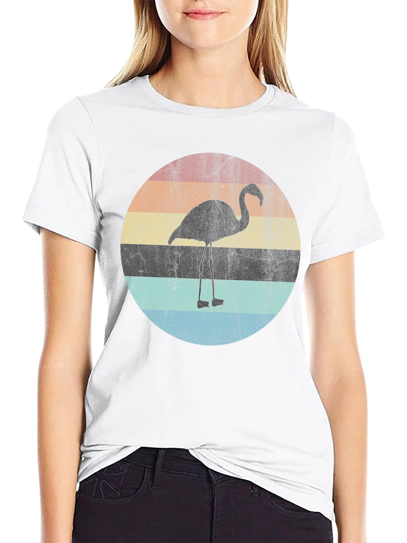 Retro Flamingo Sunset Graphic T-Shirt