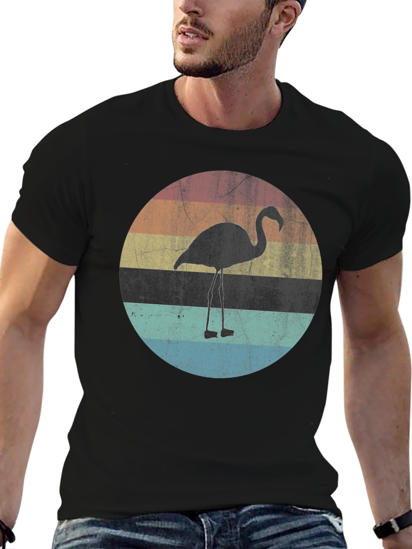 Retro Flamingo Sunset Graphic T-Shirt
