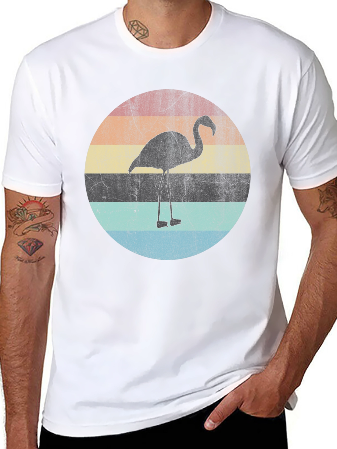 Retro Flamingo Sunset Graphic T-Shirt