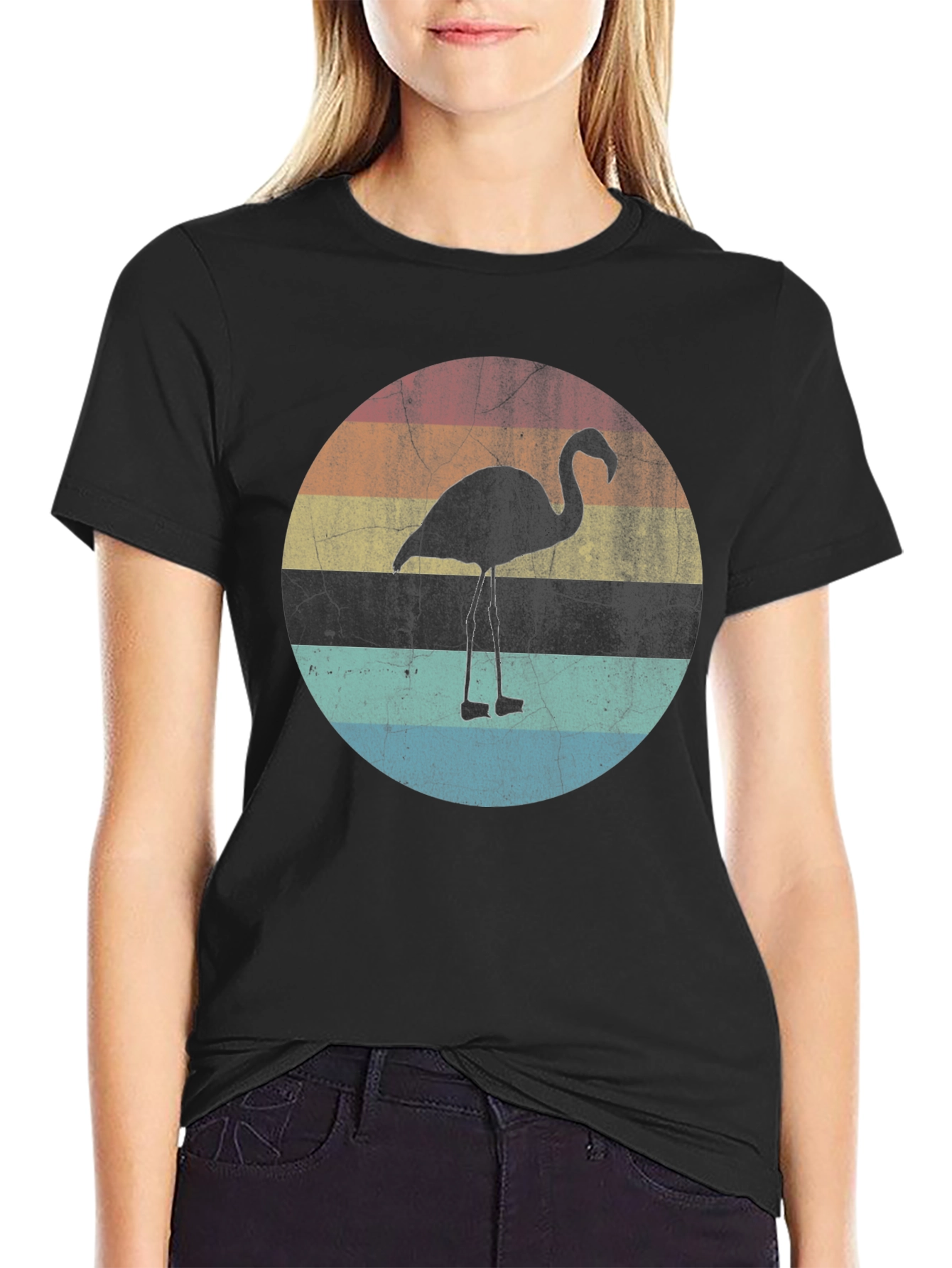 Retro Flamingo Sunset Graphic T-Shirt