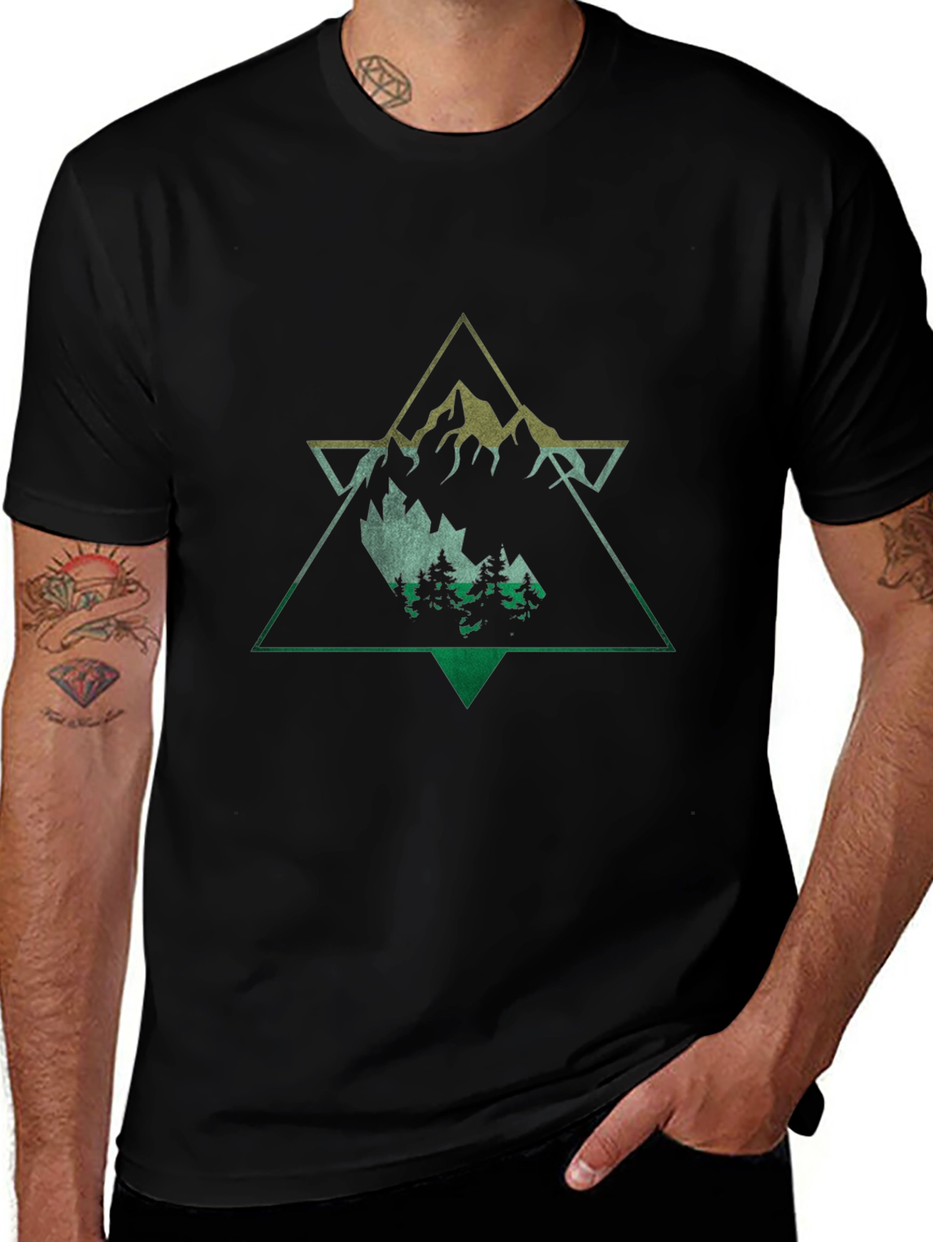Mountain Graphic Black Tee for Nature Lovers
