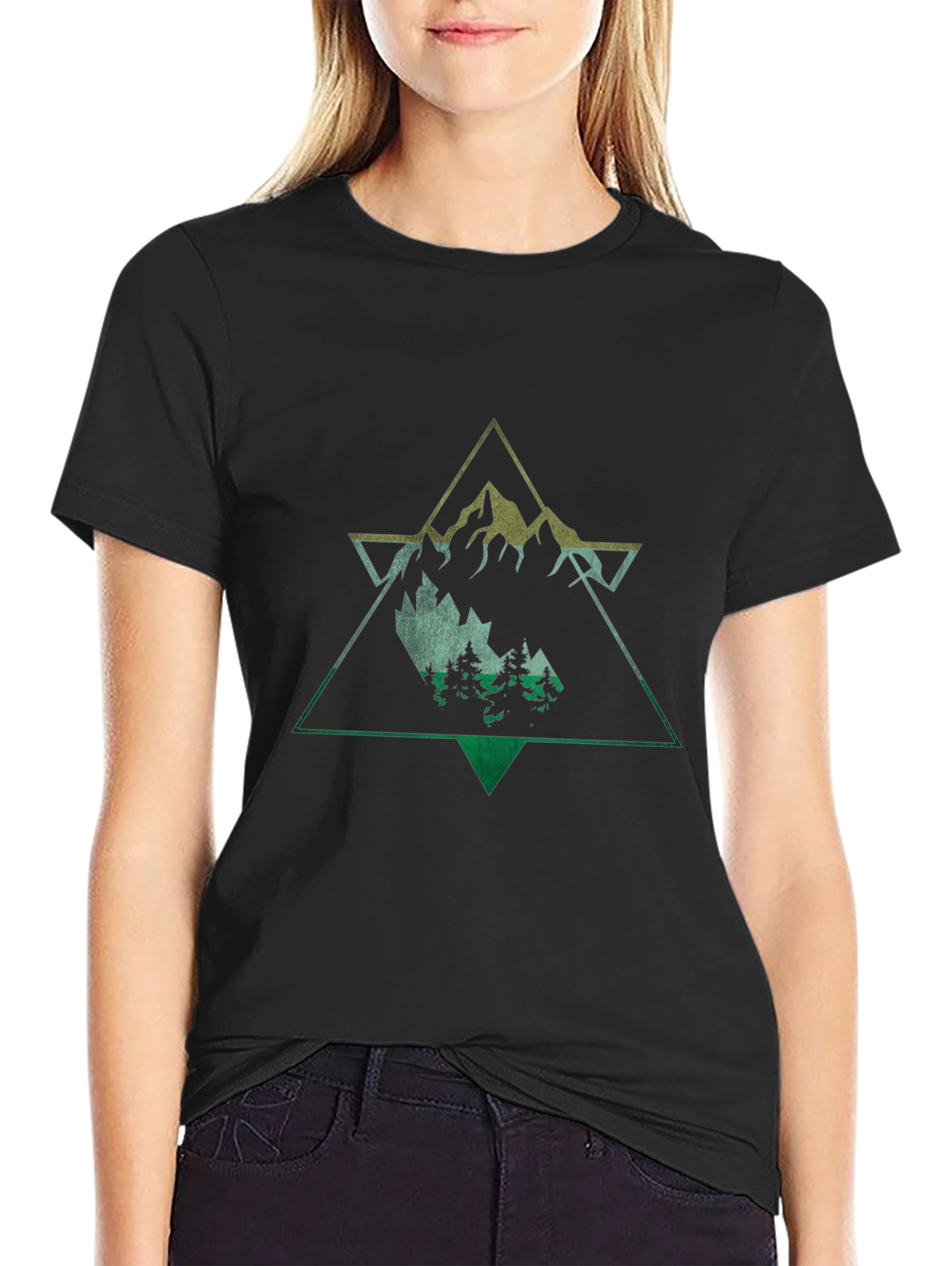 Mountain Graphic Black Tee for Nature Lovers