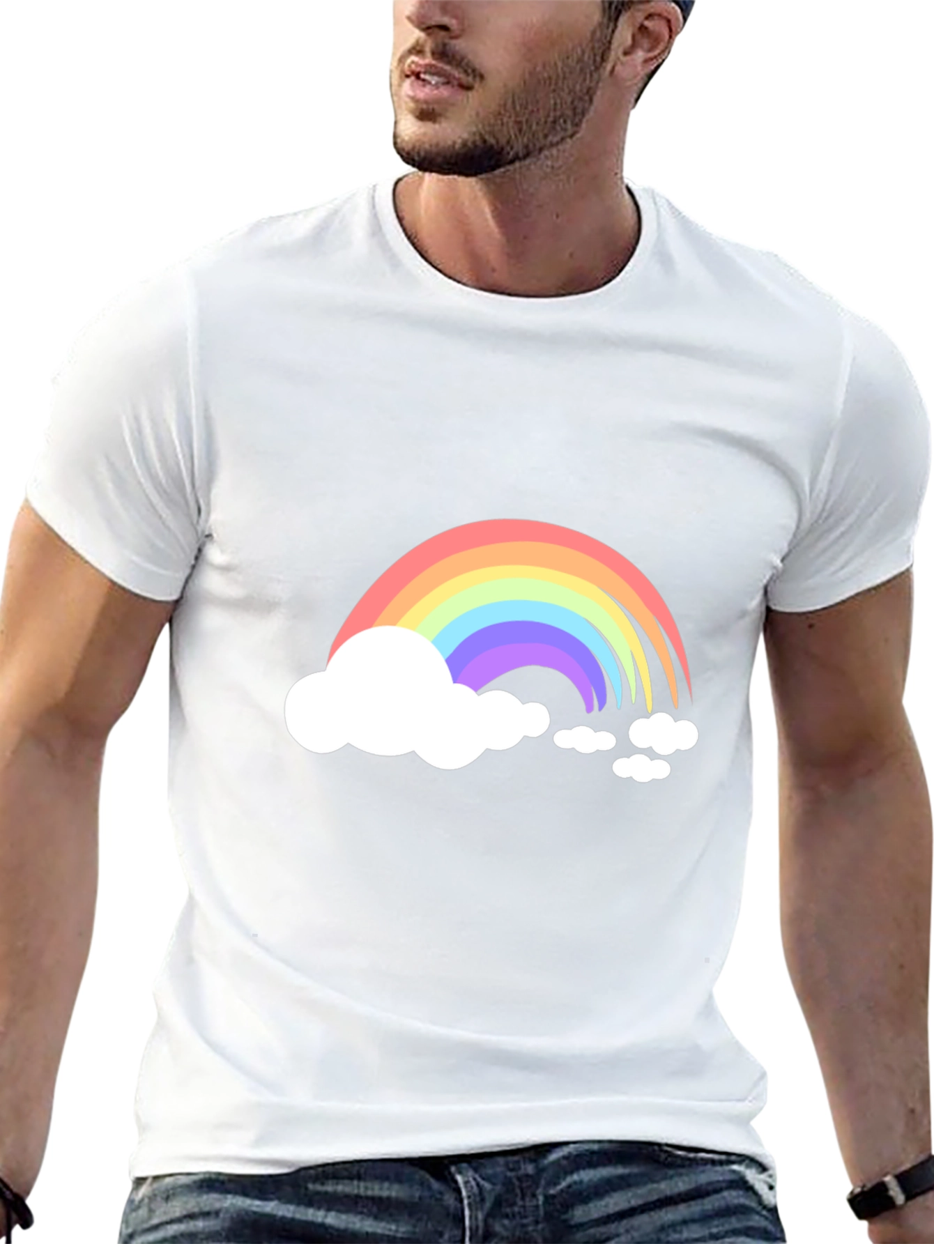 Rainbow Cloud Graphic Tee - Black Cotton Blend