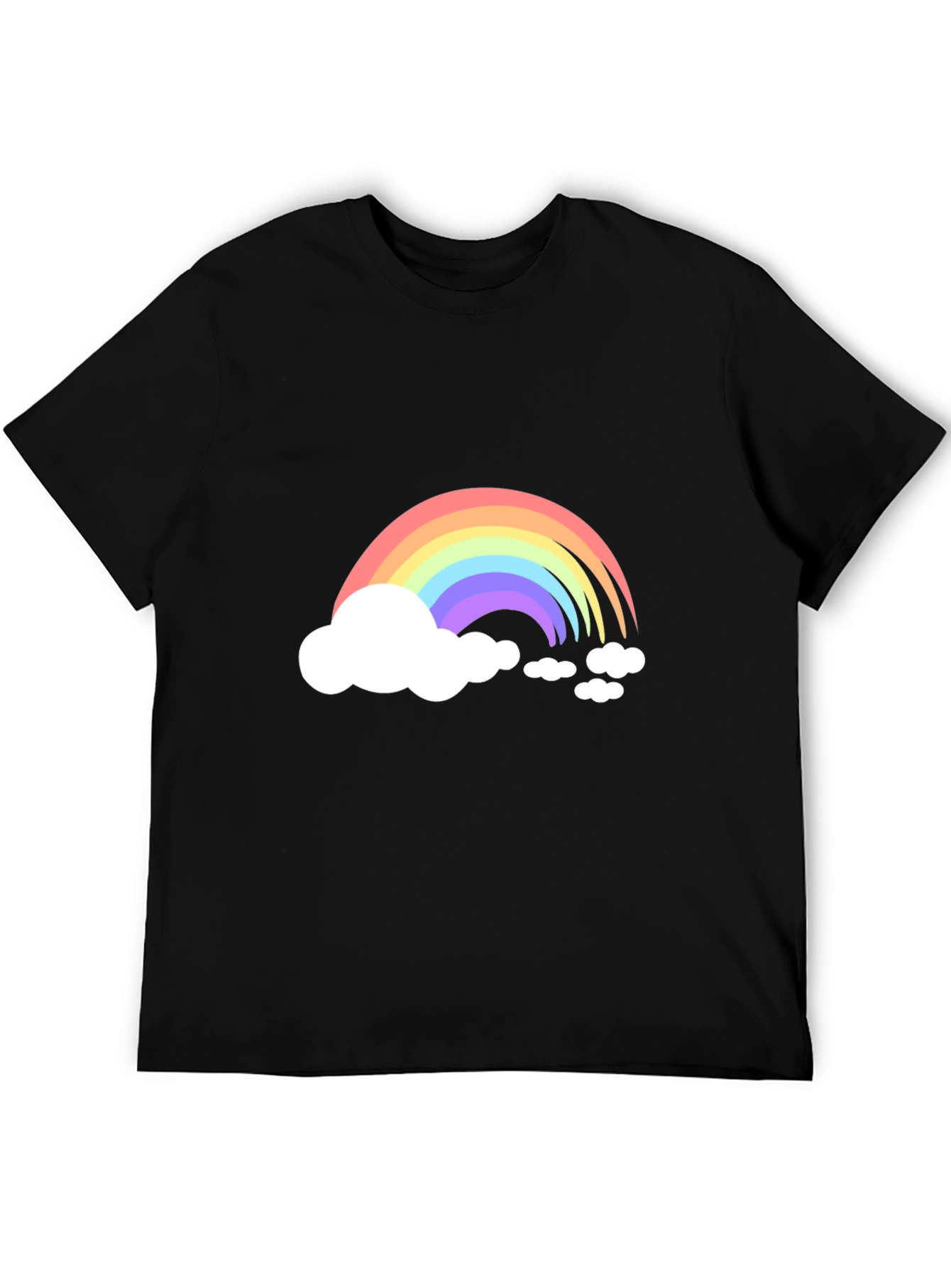 Rainbow Cloud Graphic Tee - Black Cotton Blend