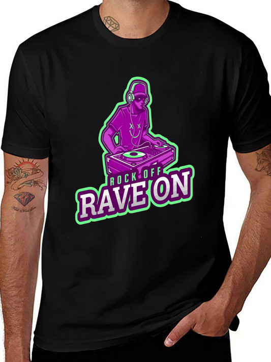 DJ Rave On Graphic Tee - Black Cotton T-Shirt