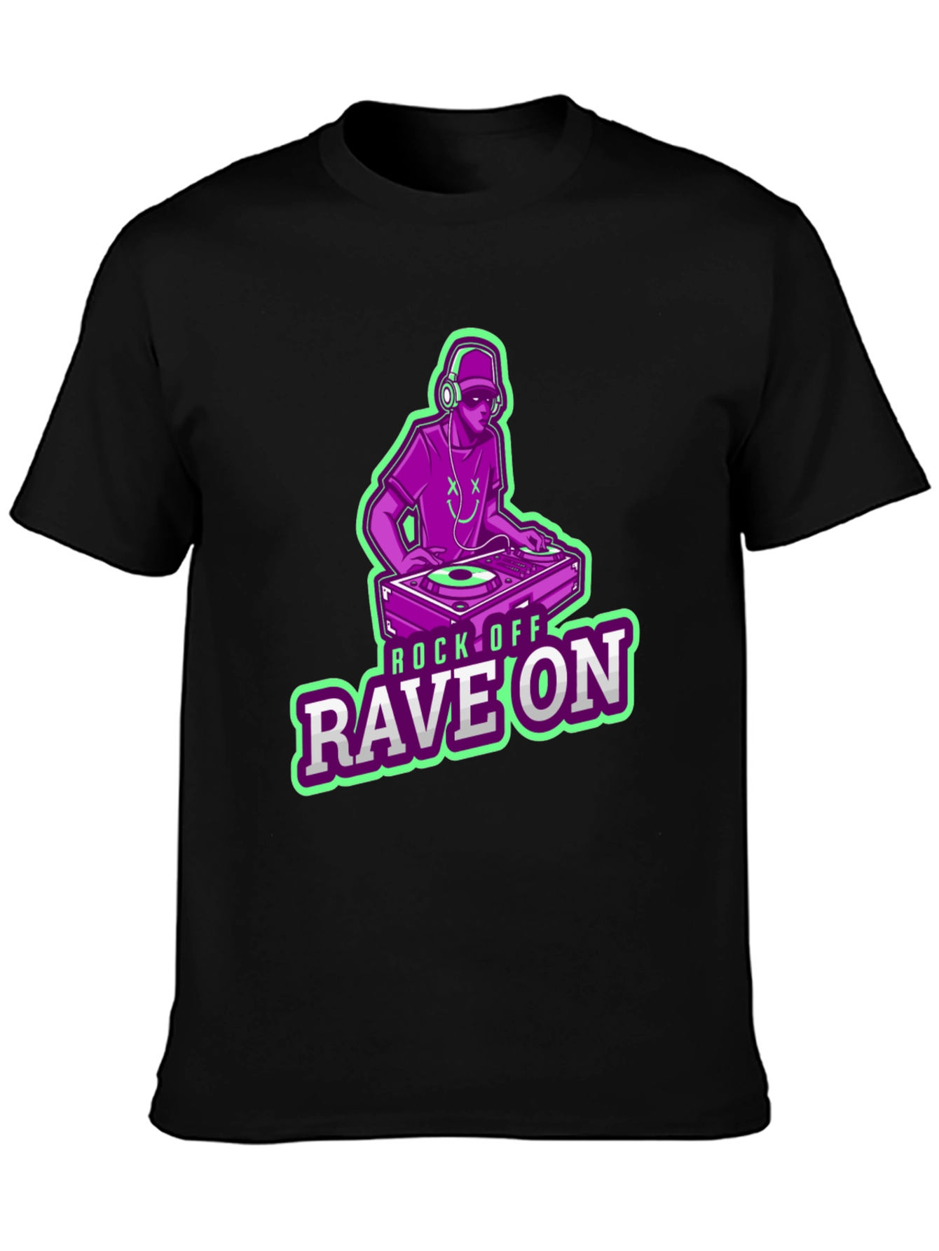 DJ Rave On Graphic Tee - Black Cotton T-Shirt