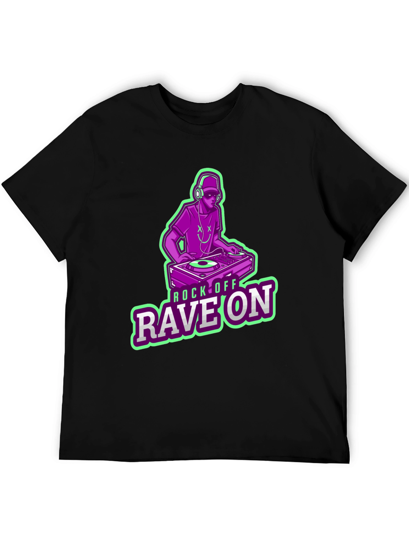 DJ Rave On Graphic Tee - Black Cotton T-Shirt