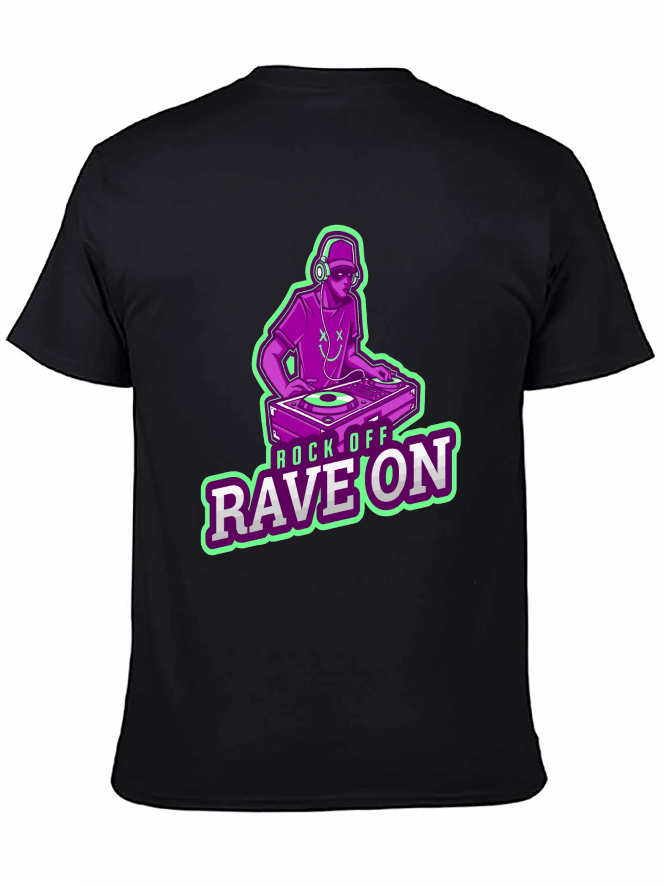 DJ Rave On Graphic Tee - Black Cotton T-Shirt