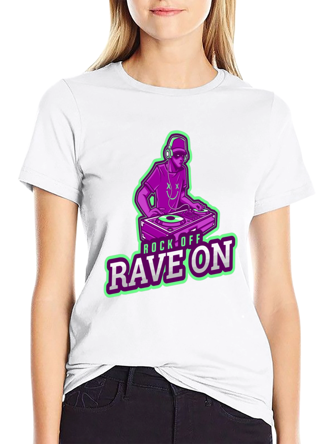 DJ Rave On Graphic Tee - Black Cotton T-Shirt