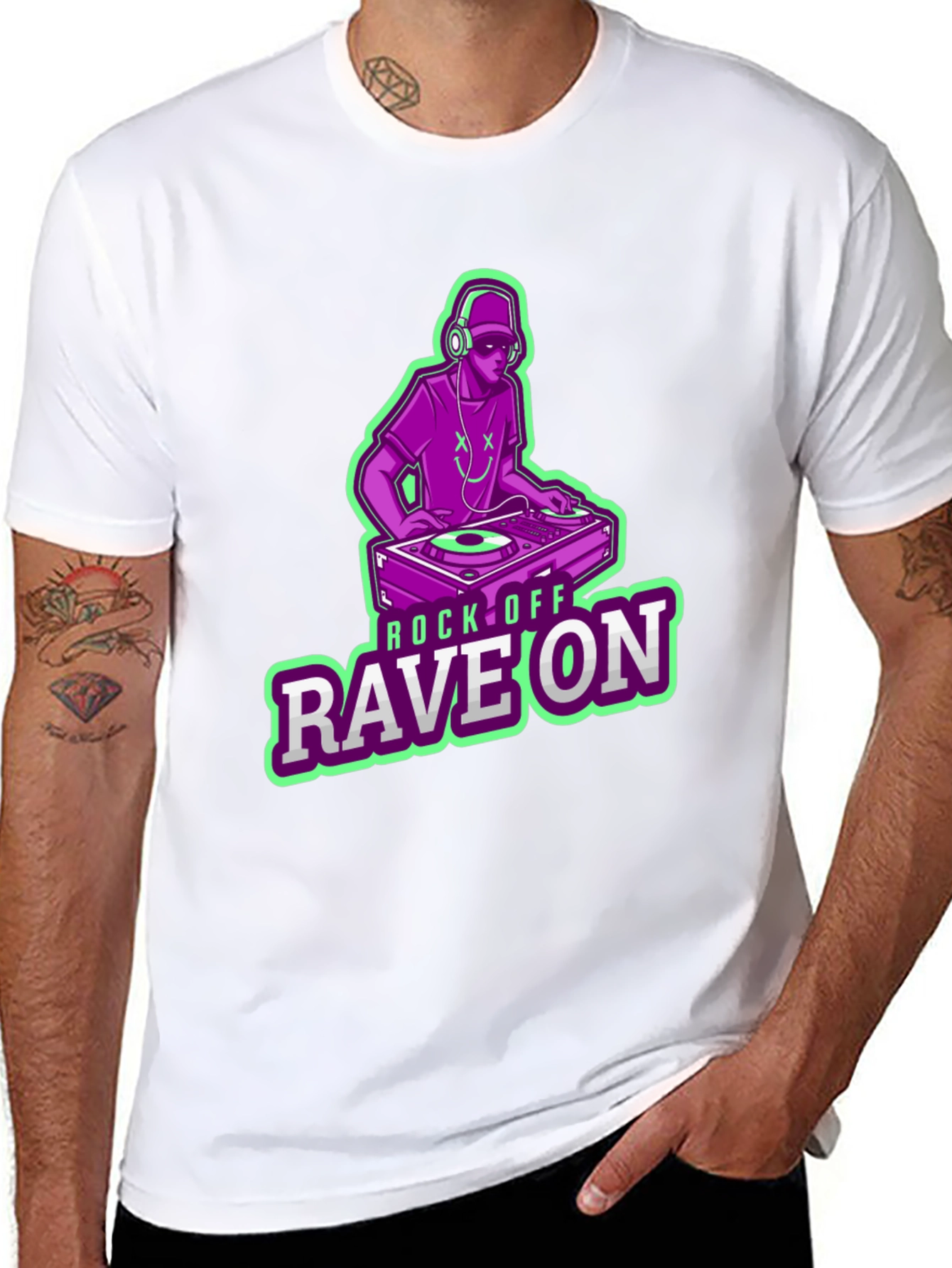 DJ Rave On Graphic Tee - Black Cotton T-Shirt