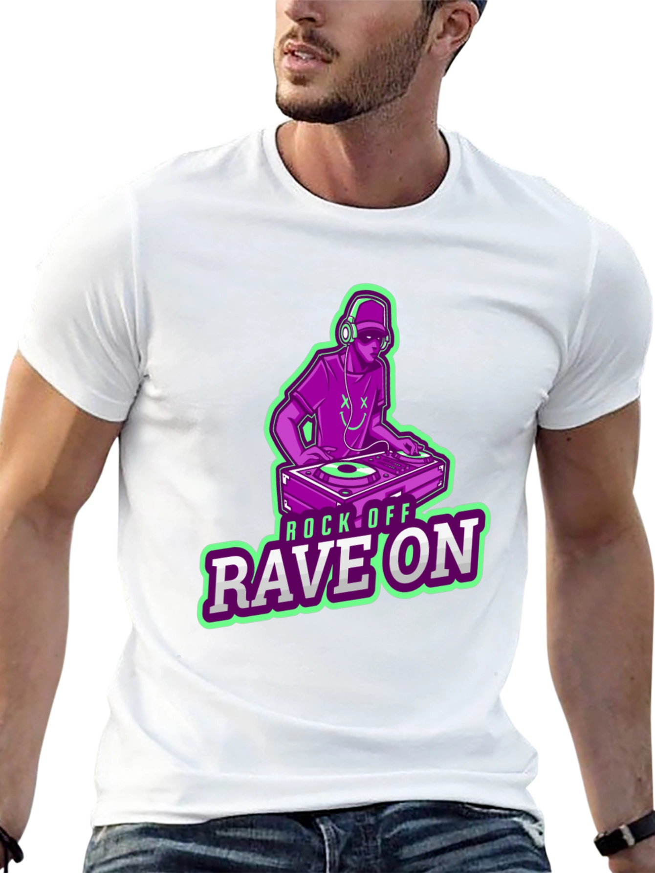 DJ Rave On Graphic Tee - Black Cotton T-Shirt