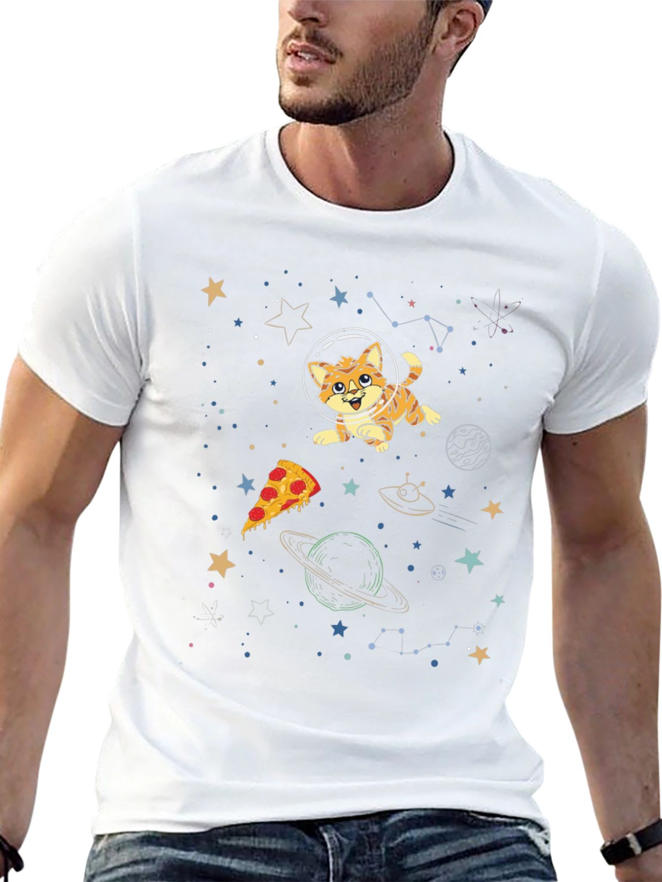 Space Cat Pizza T-Shirt