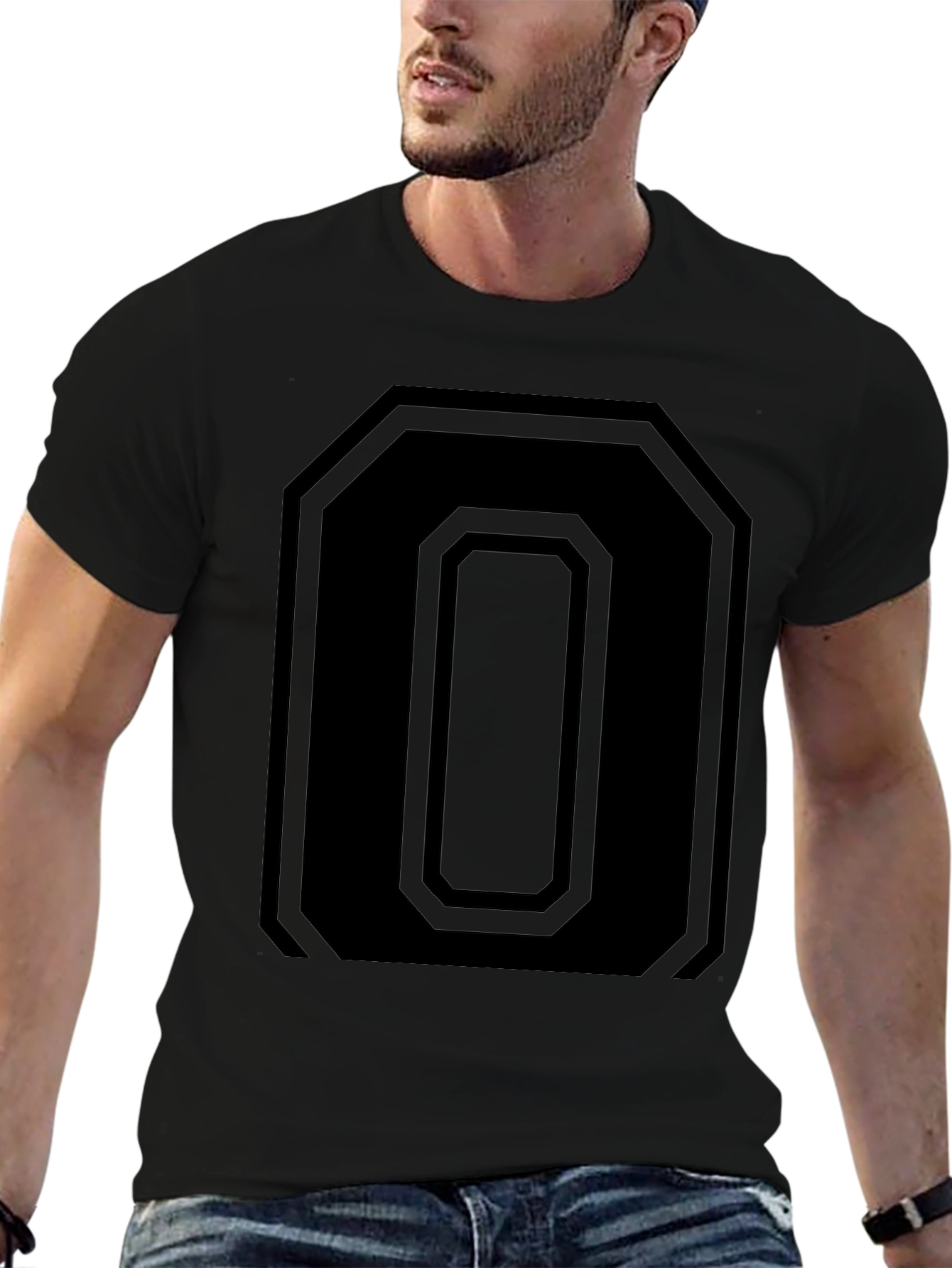 Geometric Number 0 Tee - Black Graphic T-Shirt