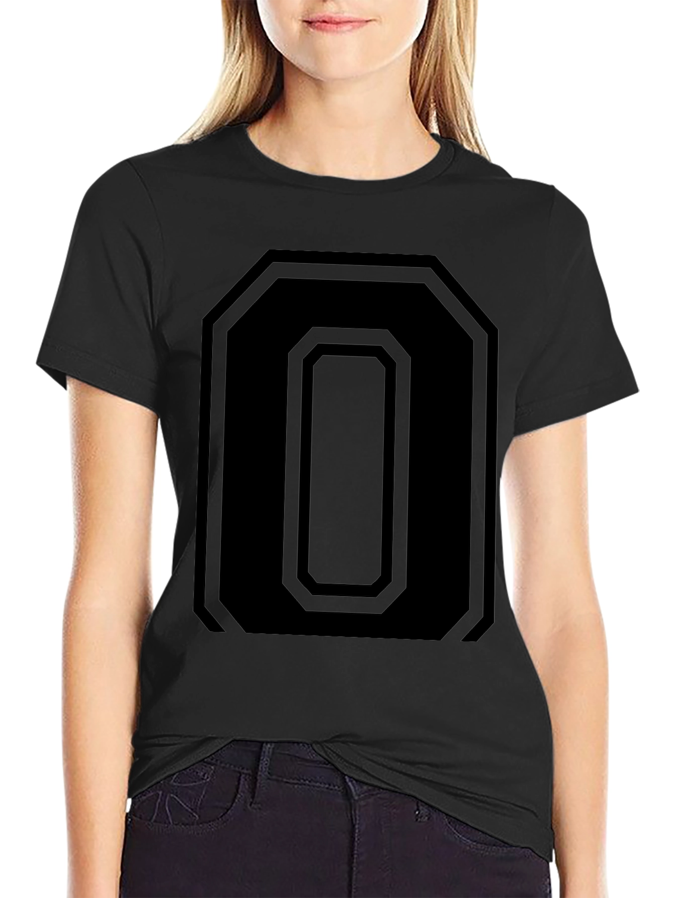Geometric Number 0 Tee - Black Graphic T-Shirt
